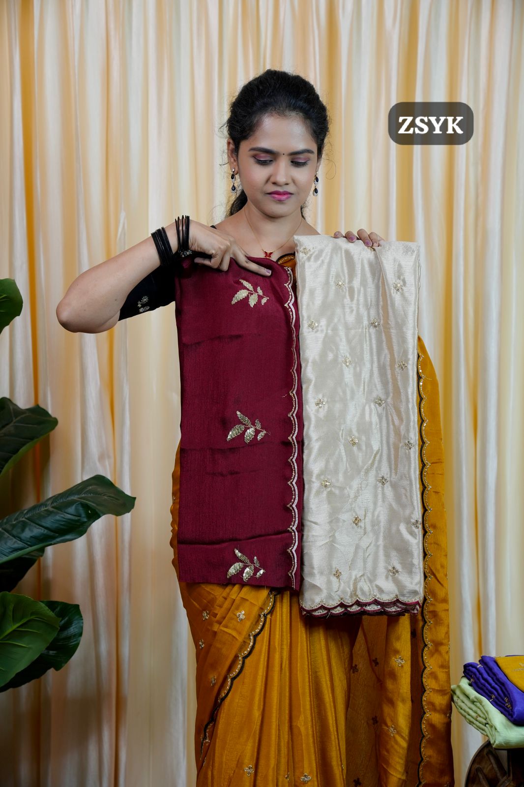 Soft chinnon with embroidery & sequence🥳