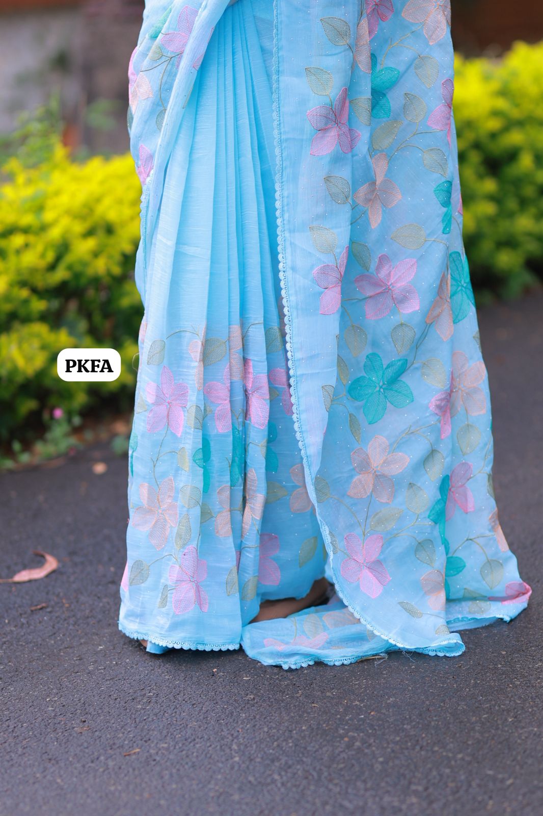 Crunchy crush embroidery thread work saree. 🥳