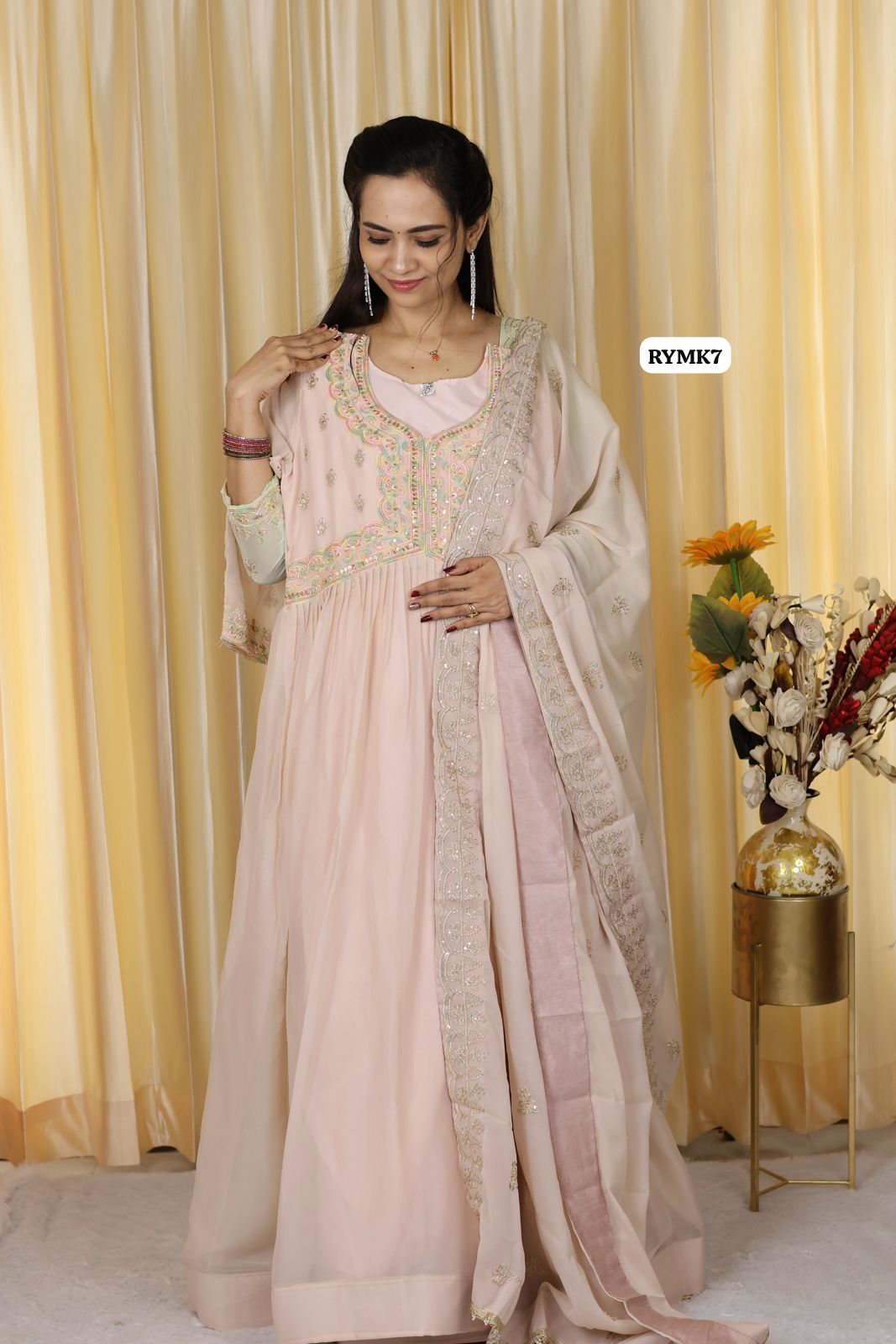 Heavy work long salwar with 2.5 mtr work dupatta 😍🥳