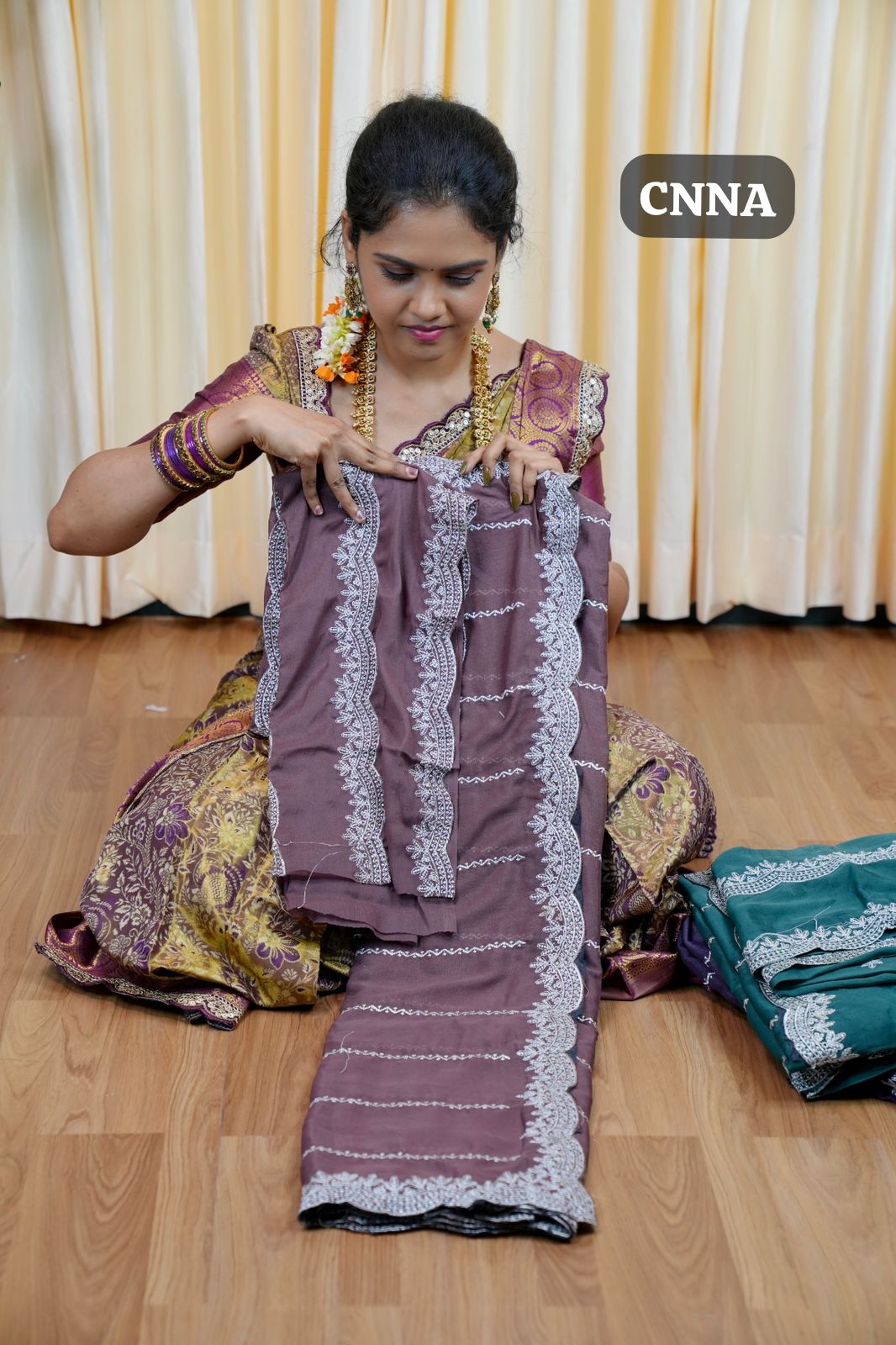 Chinnon saree with Machine works🥰😎