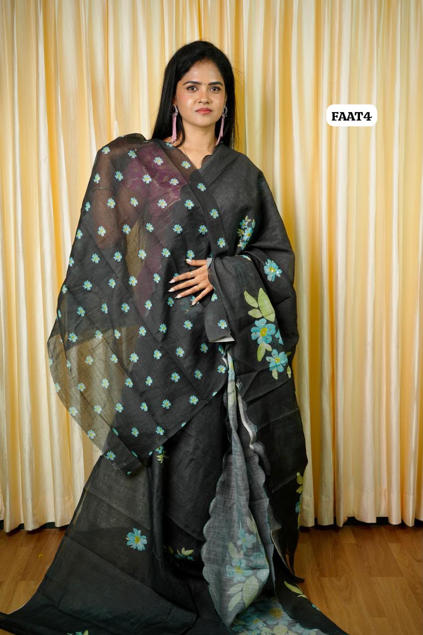 Linen Cotton saree 🥰🥳