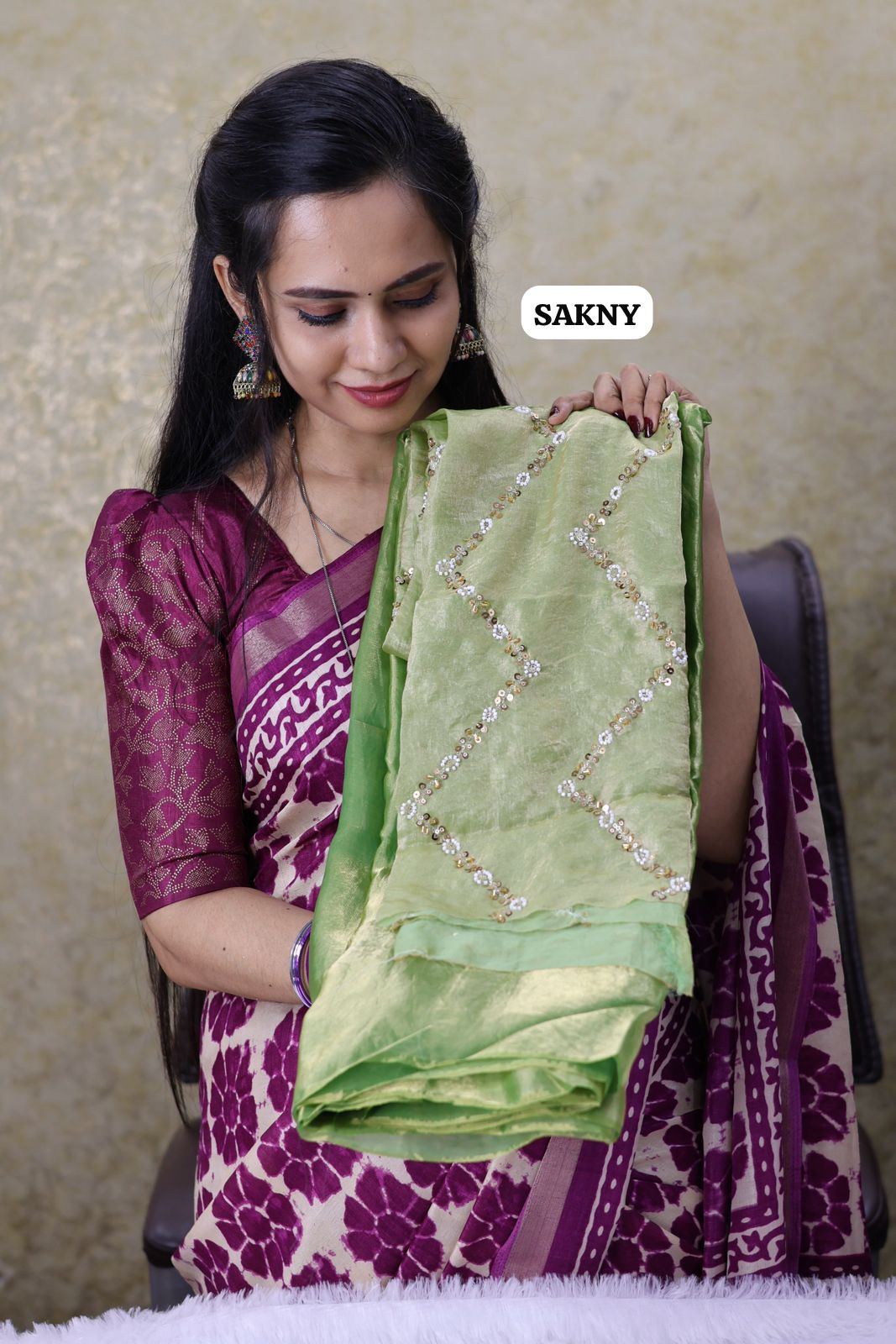 Space silk with heavy work blouse 😍🥳