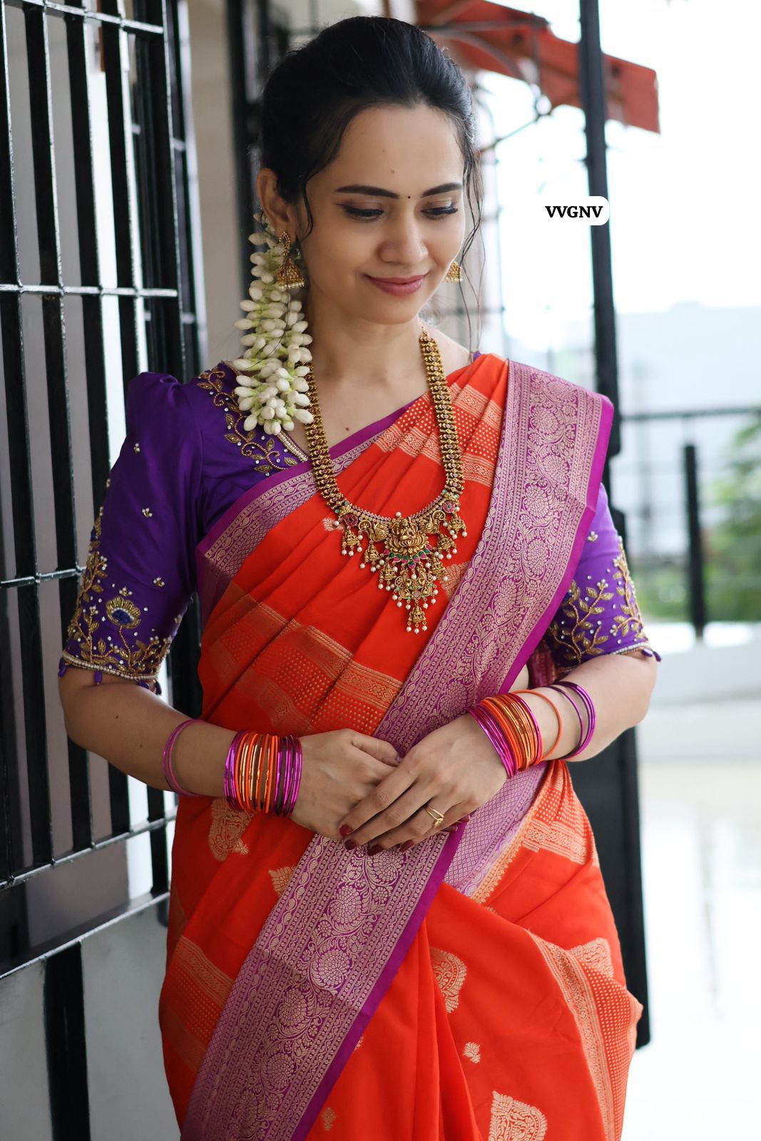 Warm silk saree contrast border 🥳