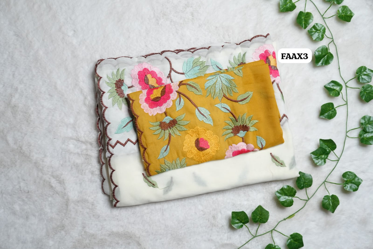 Georgette Embroidery saree🥳