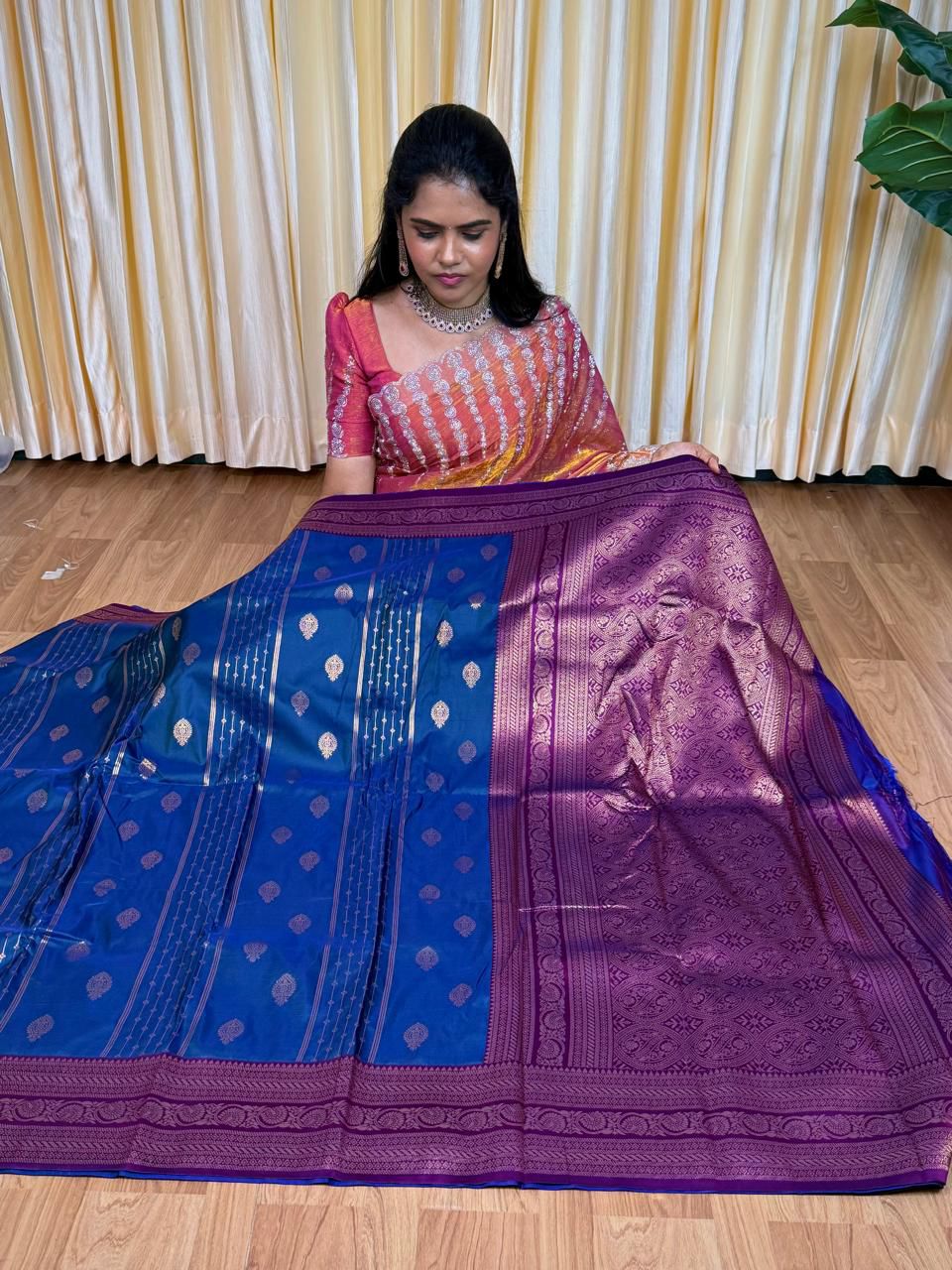 Kanchi semi silk saree with vairaoosi pattern ๐ฅฐ๐๐๐