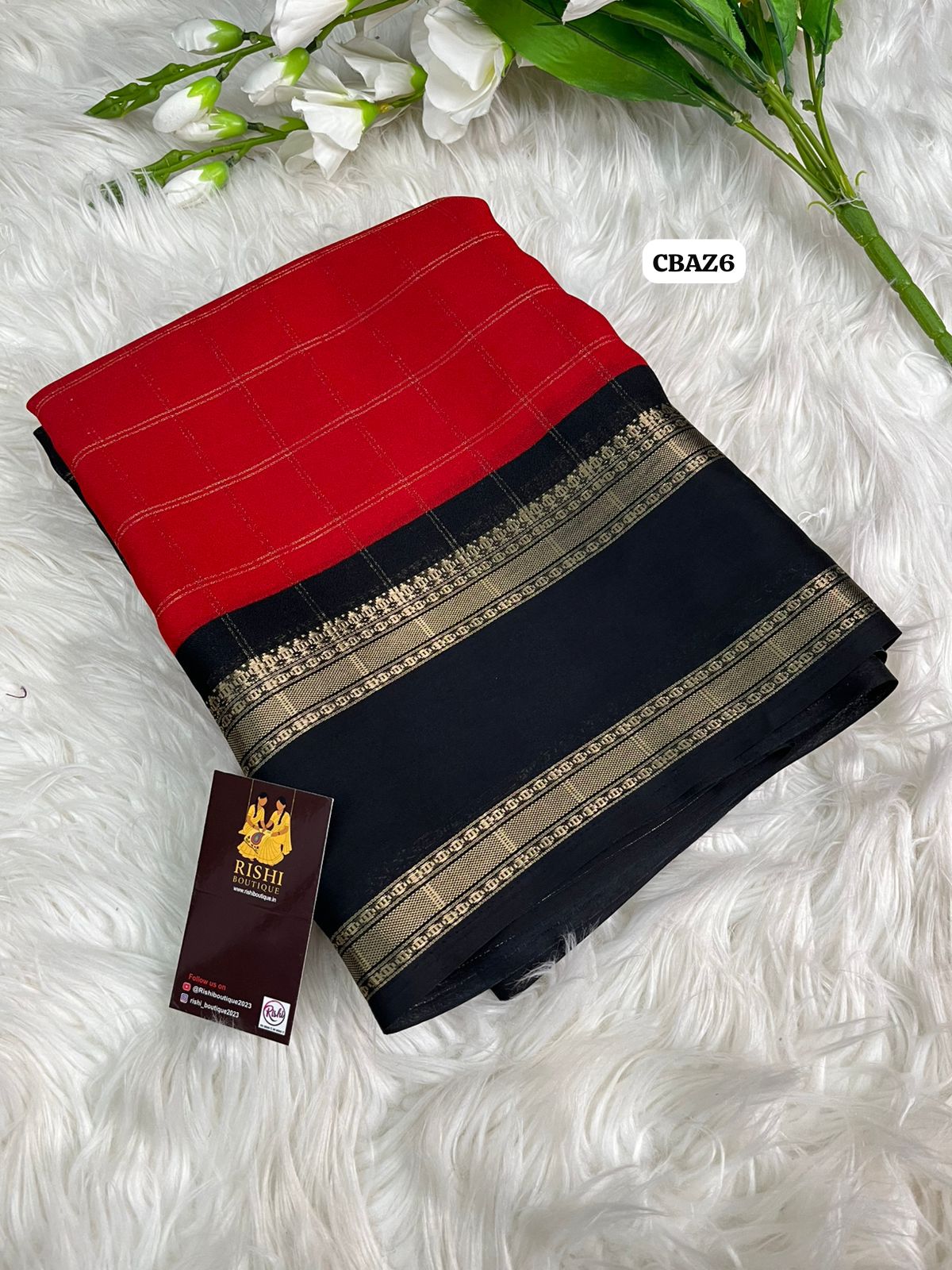 Moss chiffon check weaving bentex gap border printed saree🥳