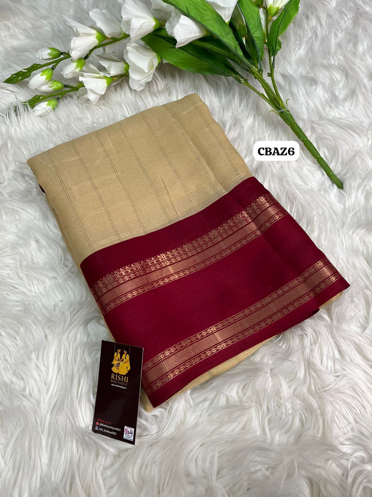 Prebook Moss chiffon check weaving bentex gap border printed sareeđ