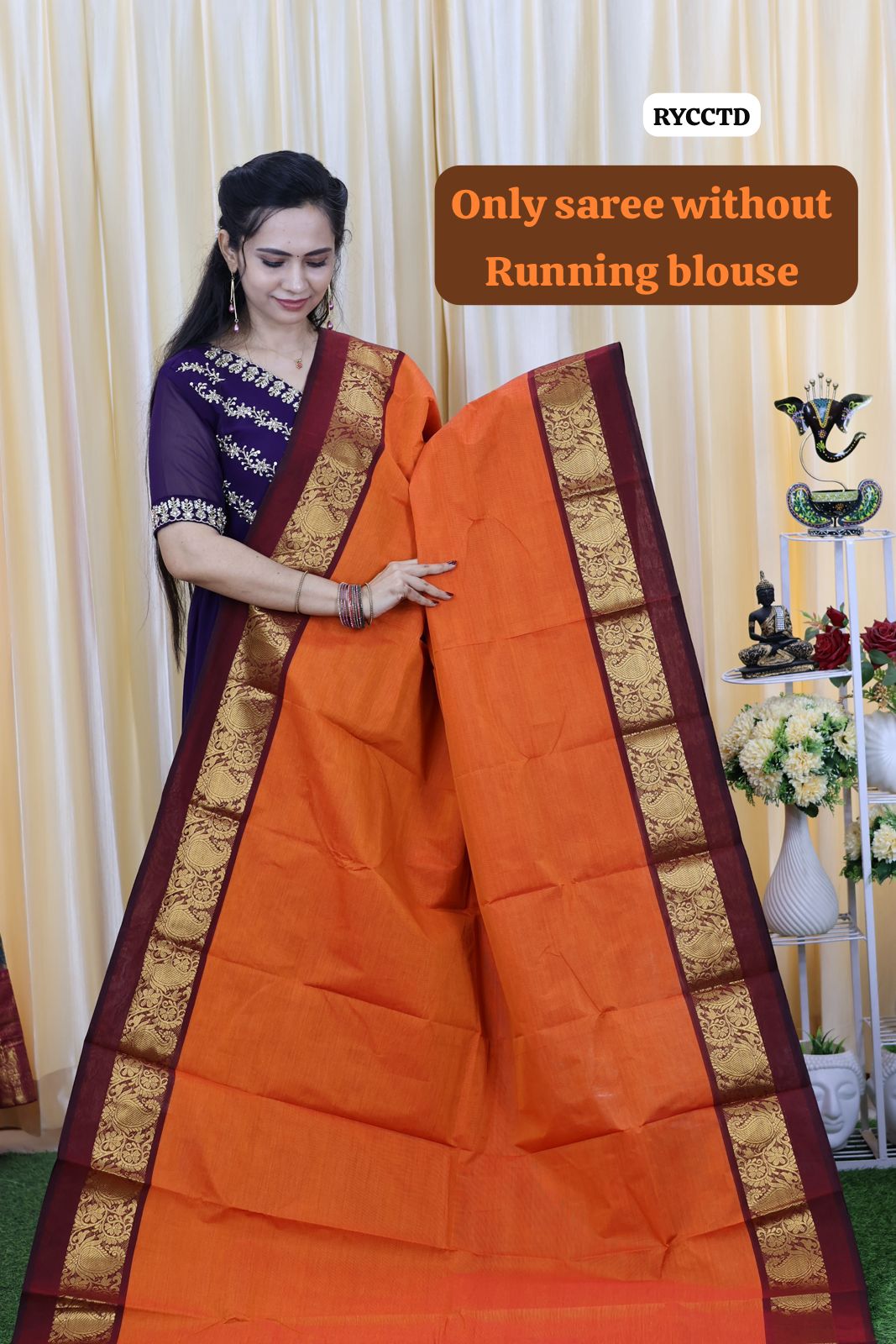 Kanchi cotton without running blouse😍🏃♀️