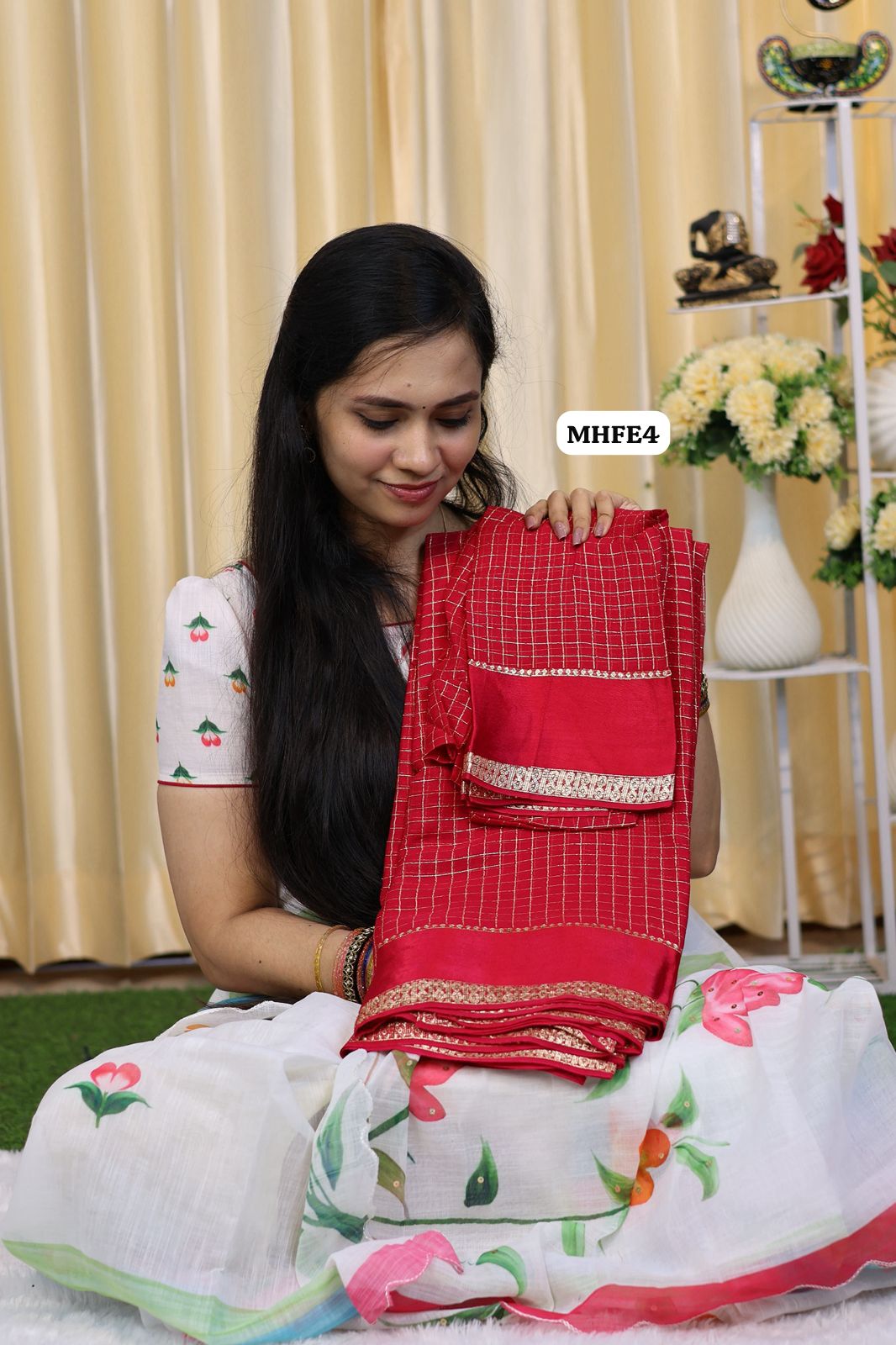 Viscose georgette saree with Zari checks and satin border 😍🥳