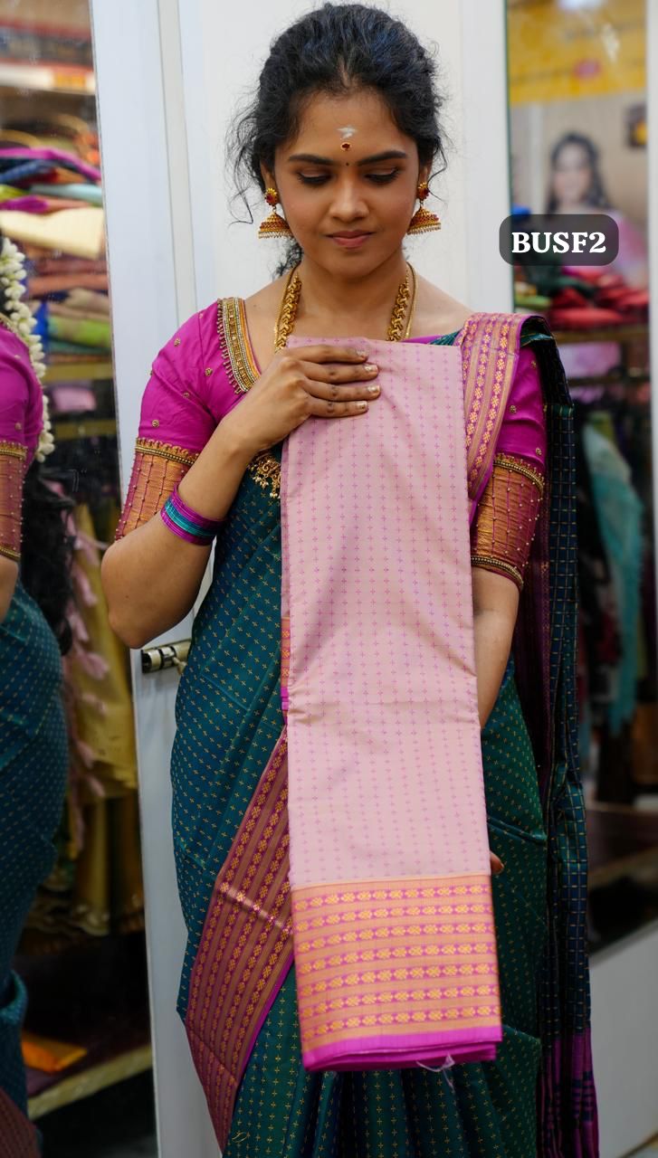 Soft silk sarees in thousand buttas style with Contrast🥰😎