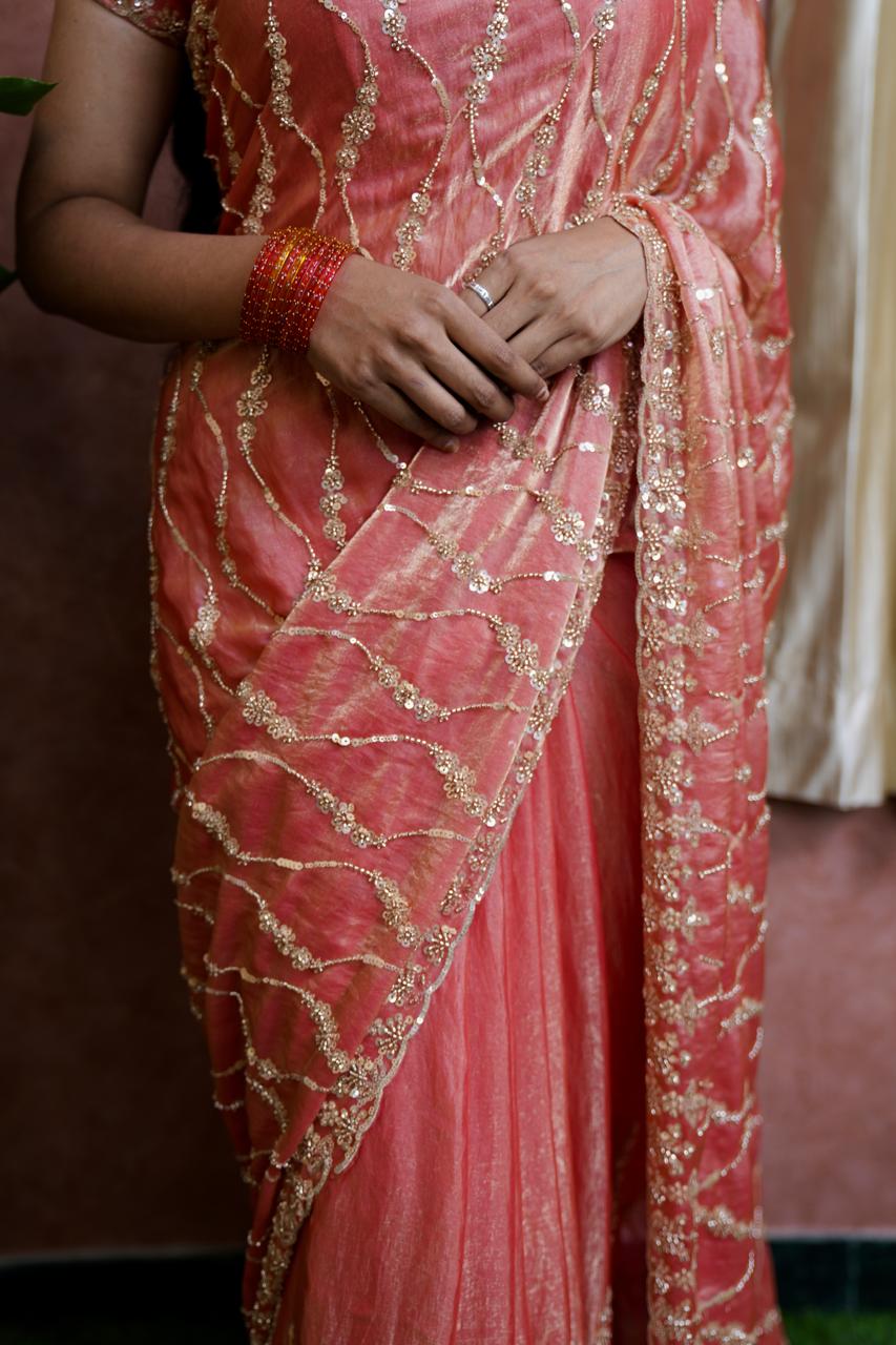 Premium Space silk with Golden heavy Katdhana work🥰⏰Prebook 6-8 days