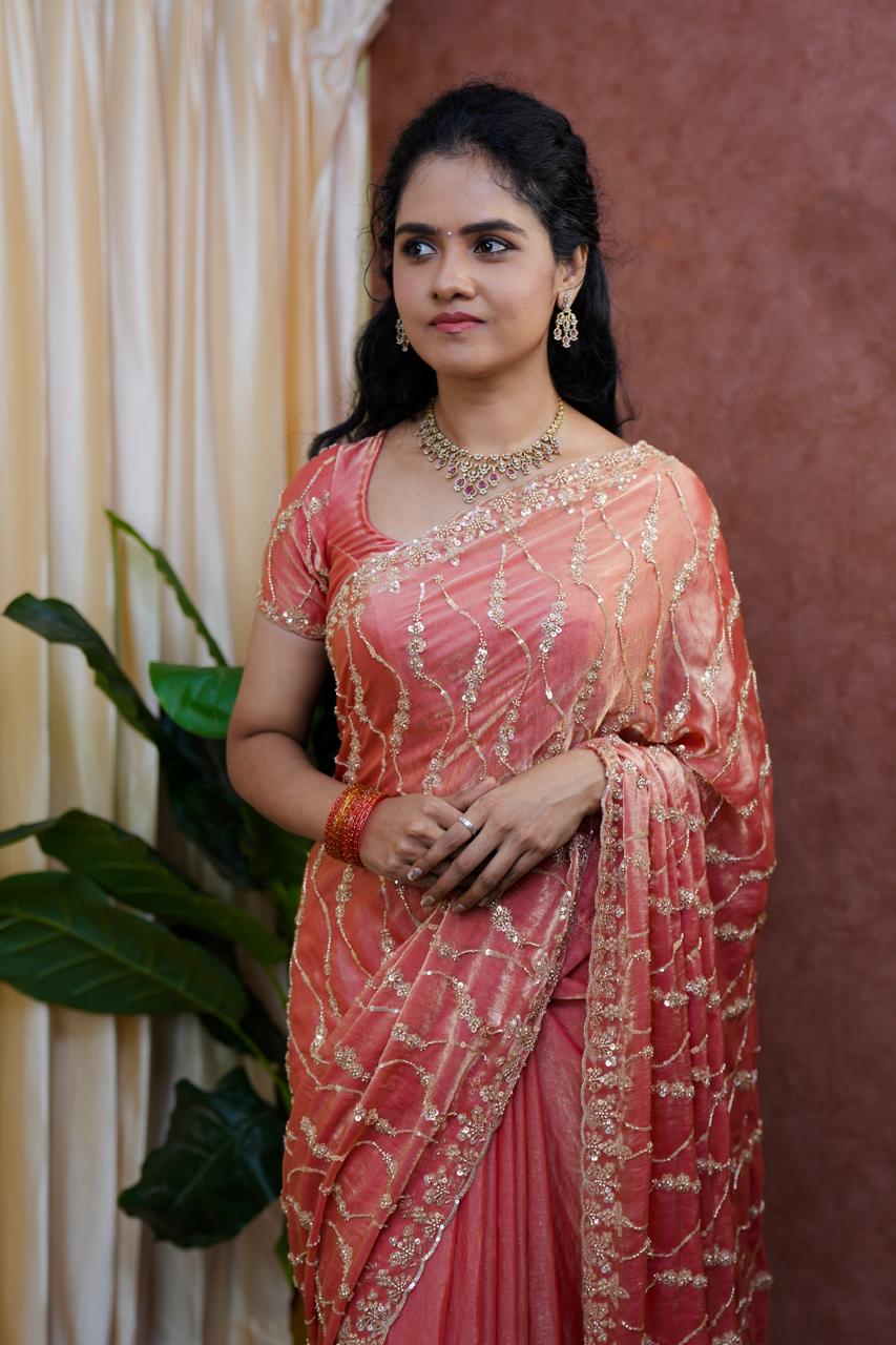 Premium Space silk with Golden heavy Katdhana work🥰⏰Prebook 6-8 days