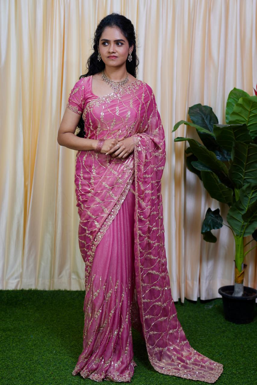 Premium Space silk with Golden heavy Katdhana work🥰⏰Prebook 6-8 days