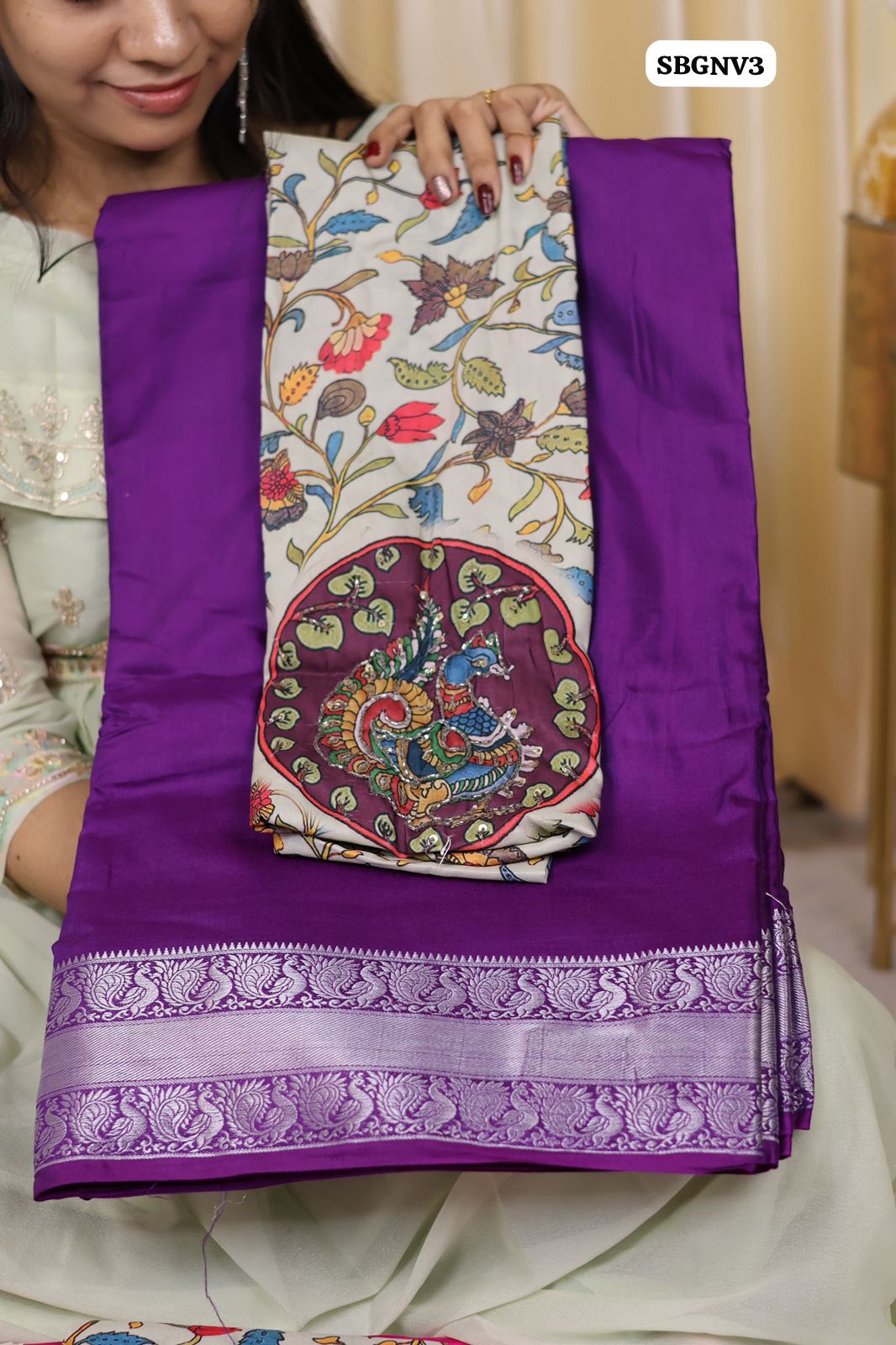 Mangalagiri inspired Mysore crepe silk saree with work blouse😍Ⓜ️