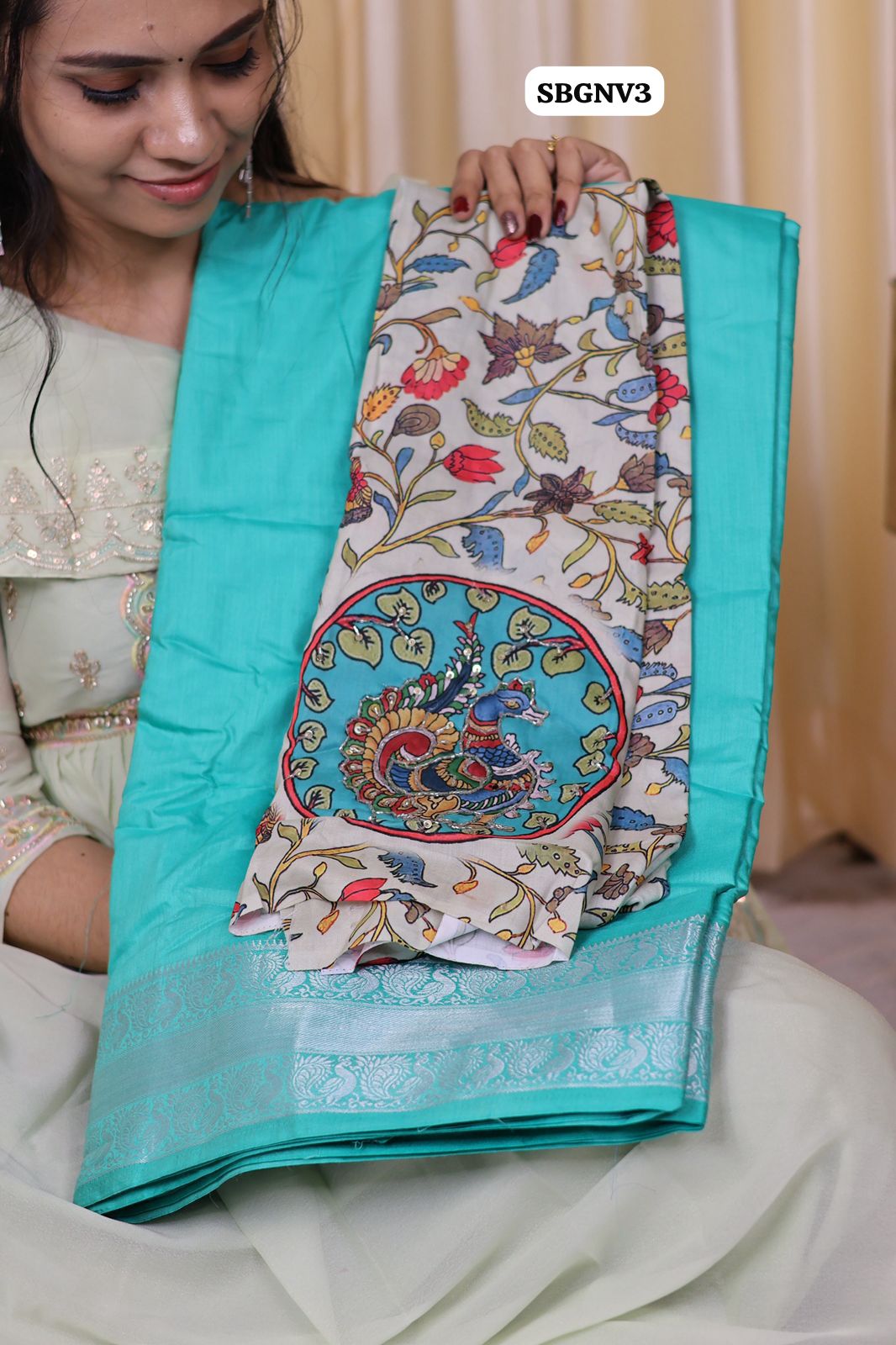 Mangalagiri inspired Mysore crepe silk saree with work blouse ๐โ๏ธ