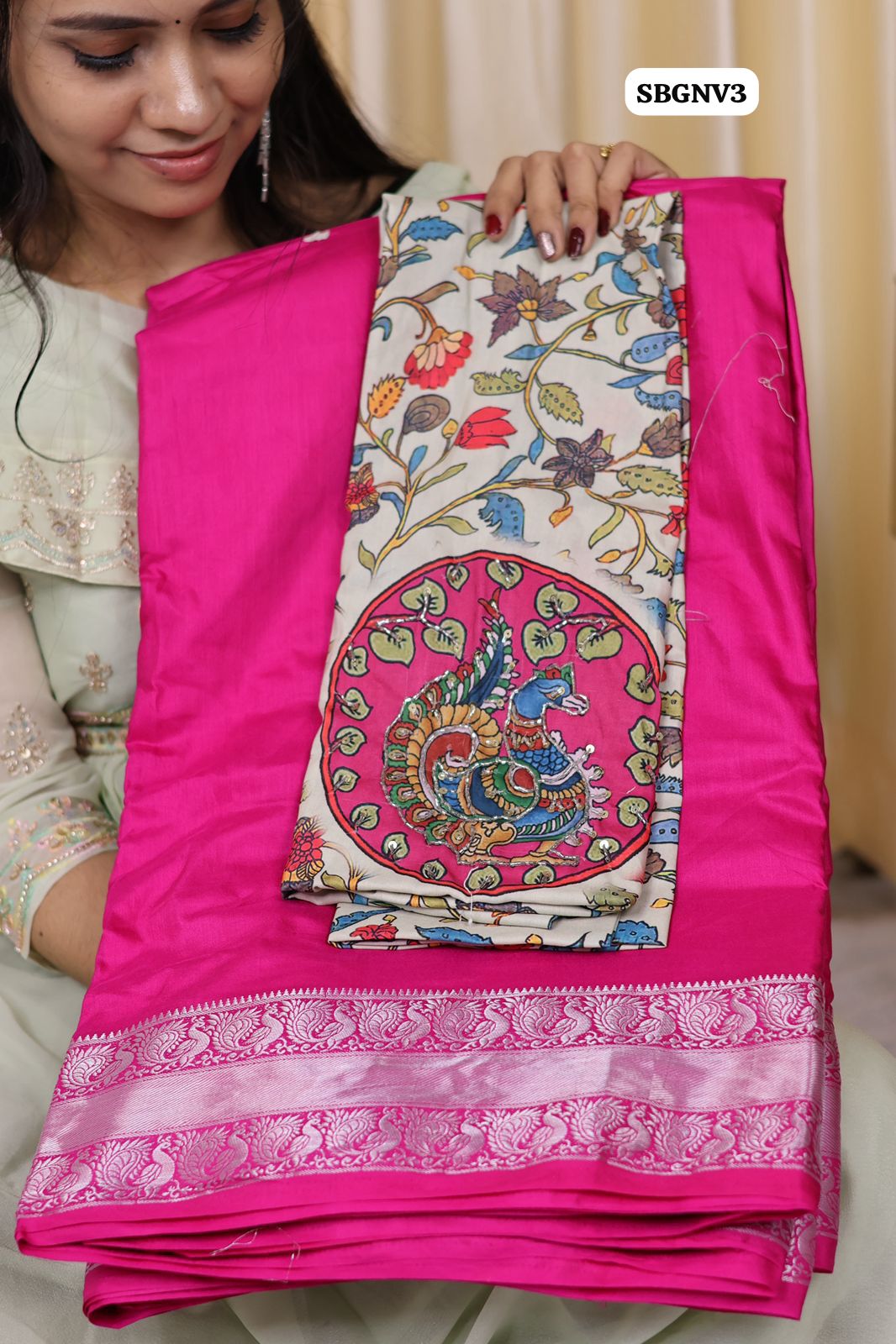 Mangalagiri inspired Mysore crepe silk saree with work blouse Ⓜ️