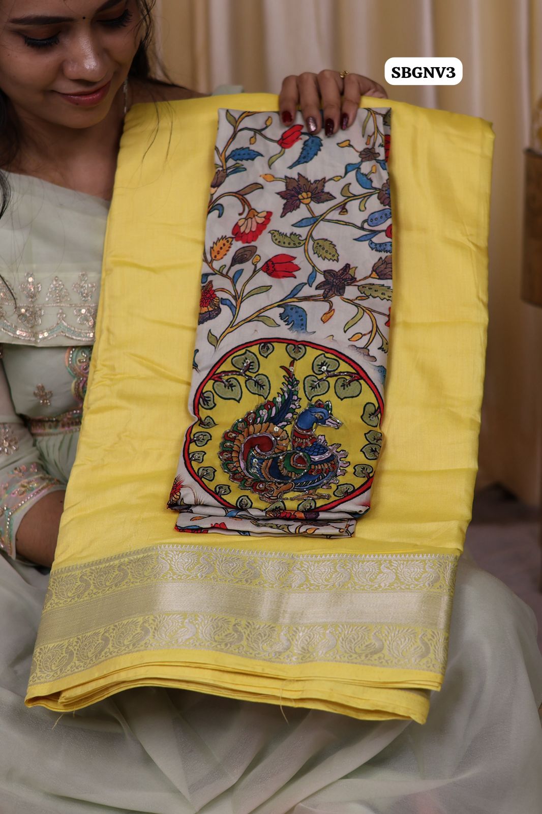 Mangalagiri inspired Mysore crepe silk saree with work blouse ๐โ๏ธ