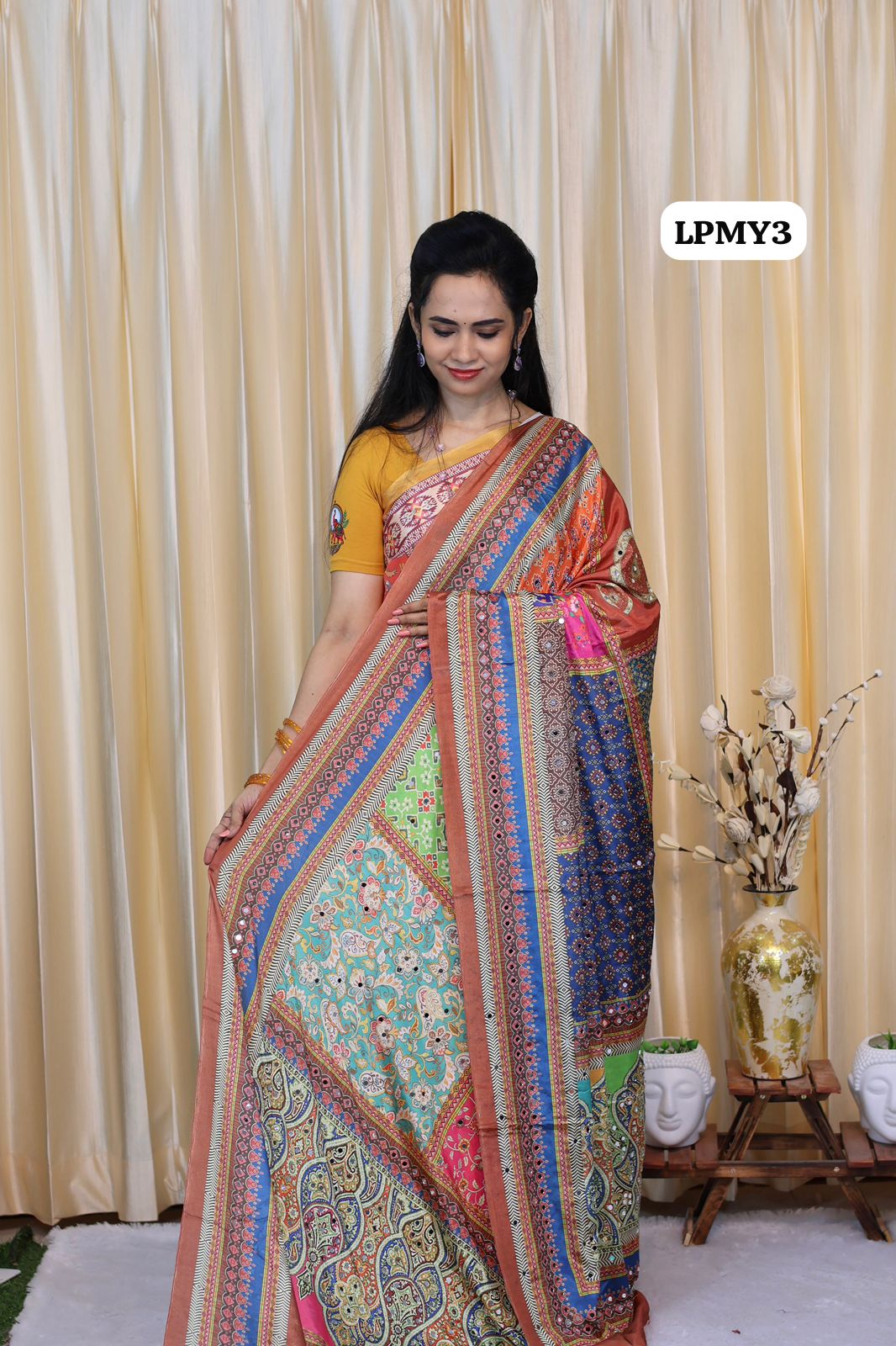Masakali mirror work saree offer๐๐๐โณ
