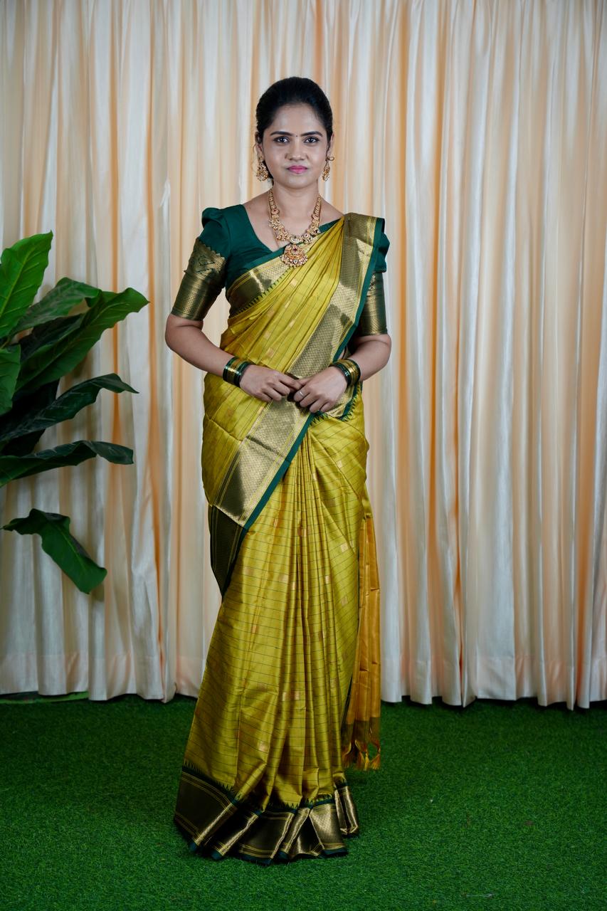 Kalyani silk saree with checks❌ saree NOT AVAILABLE
