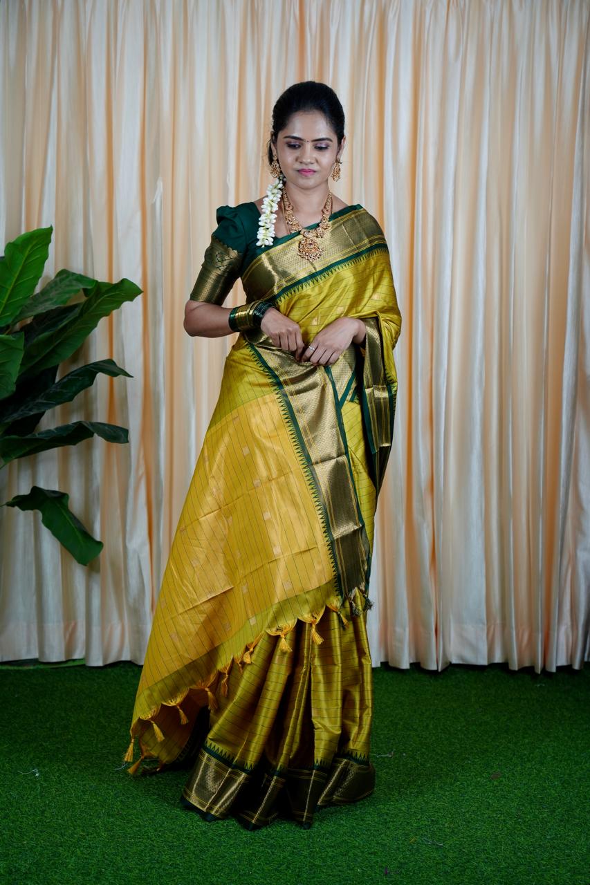 Kalyani silk saree with checks❌ saree NOT AVAILABLE