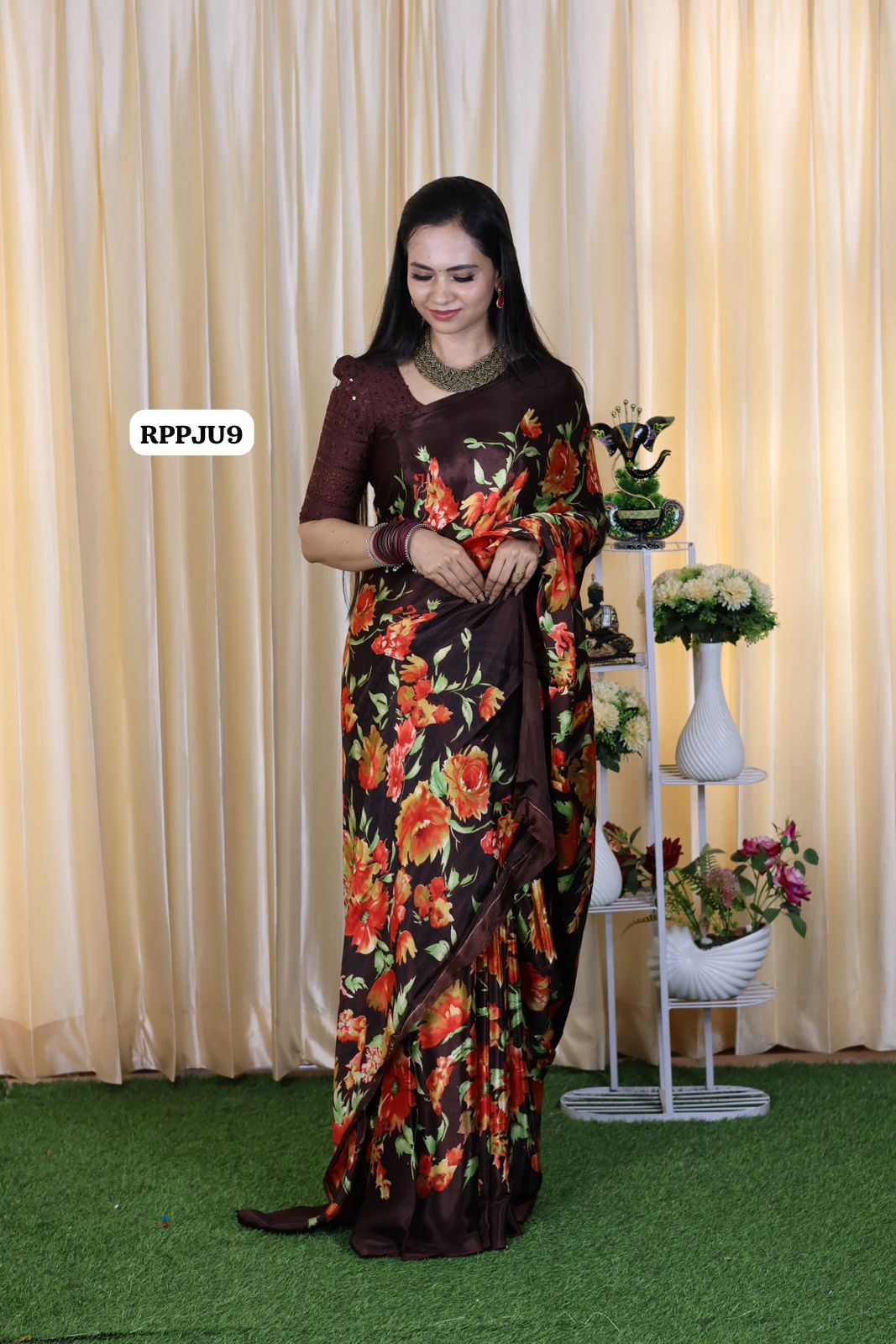 Soft crepe silk with floral designs ❌