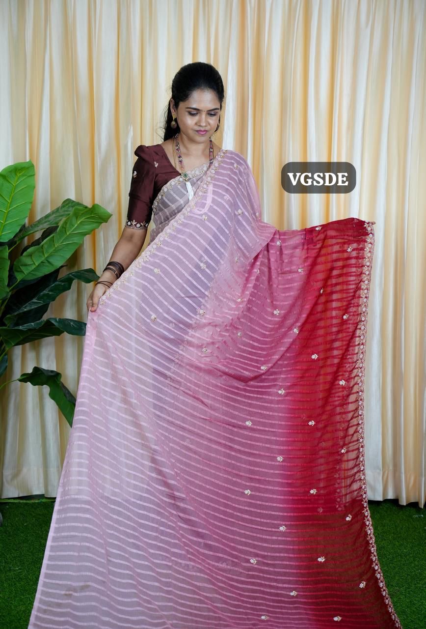 Chiffon triple shaded Designer sareeš„³
