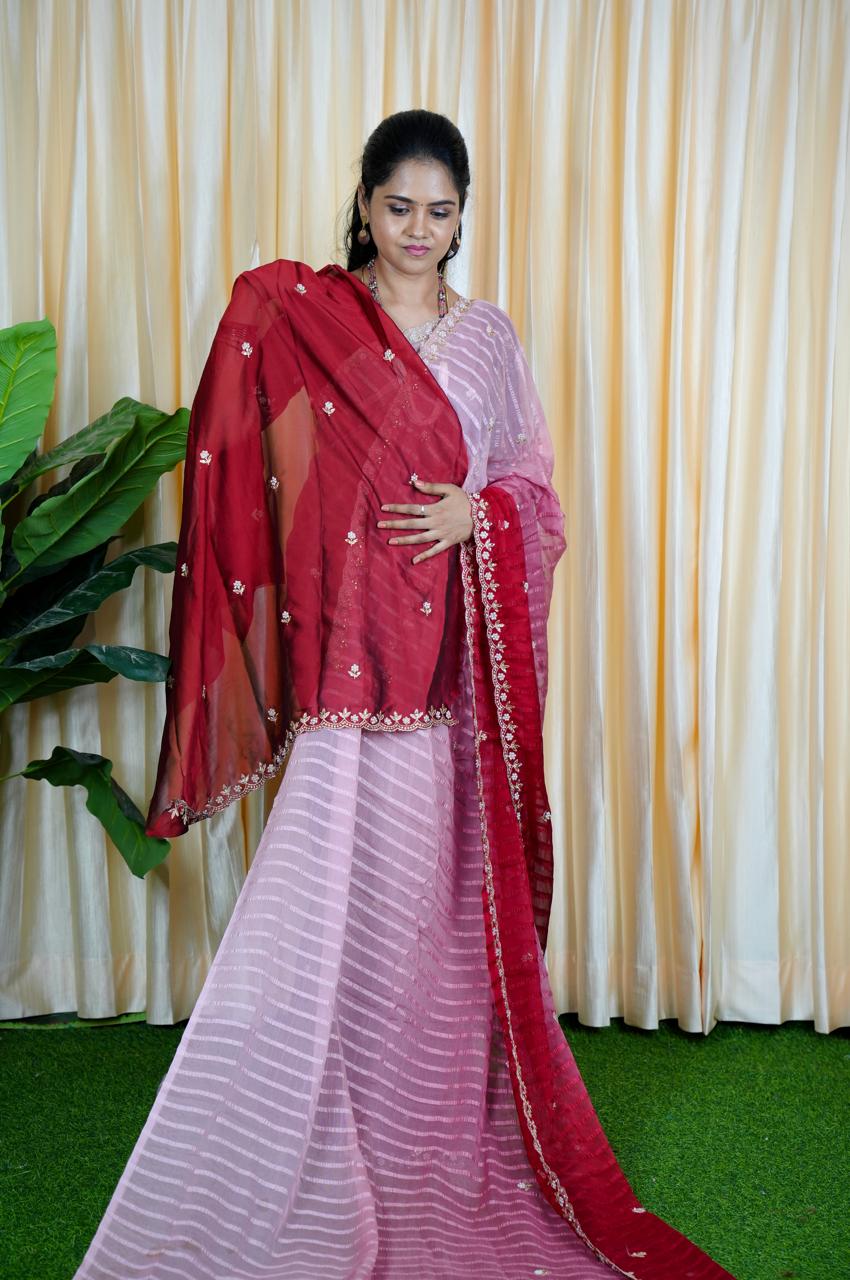 Chiffon triple shaded Designer sareeš„³
