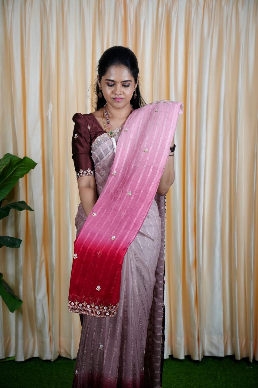 Chiffon triple shaded Designer sareeš„³