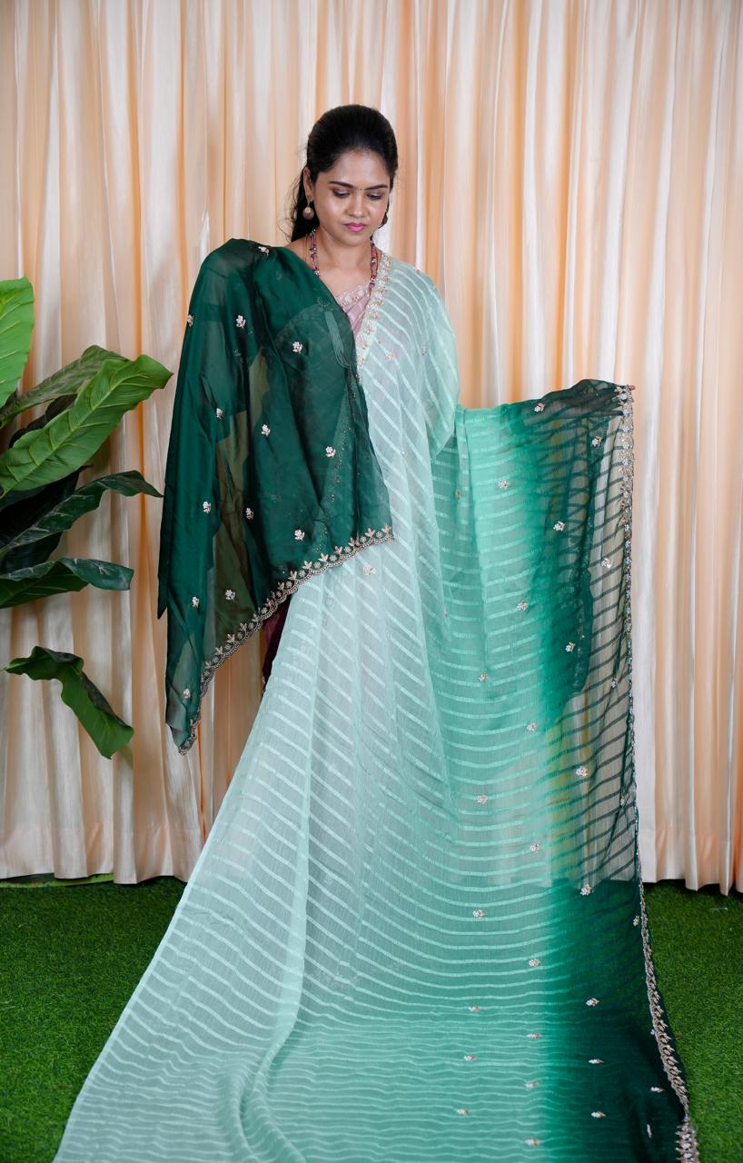 Chiffon triple shaded Designer saree 🥰🥳