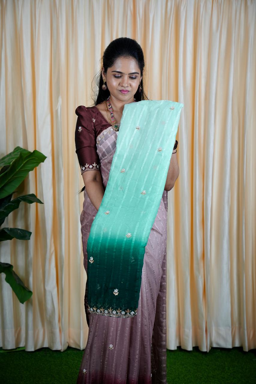 Chiffon triple shaded Designer saree 🥰🥳