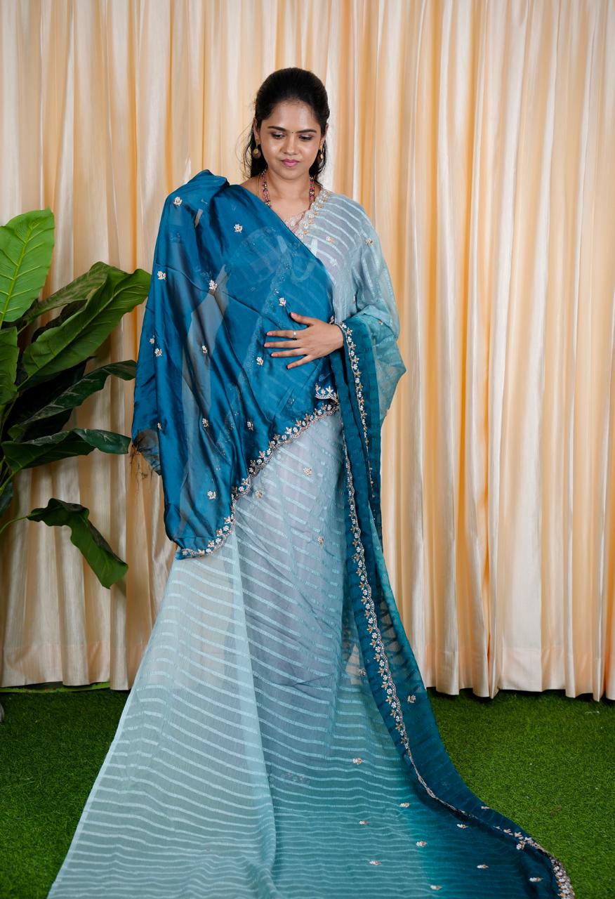 Chiffon triple shaded Designer saree 🥳