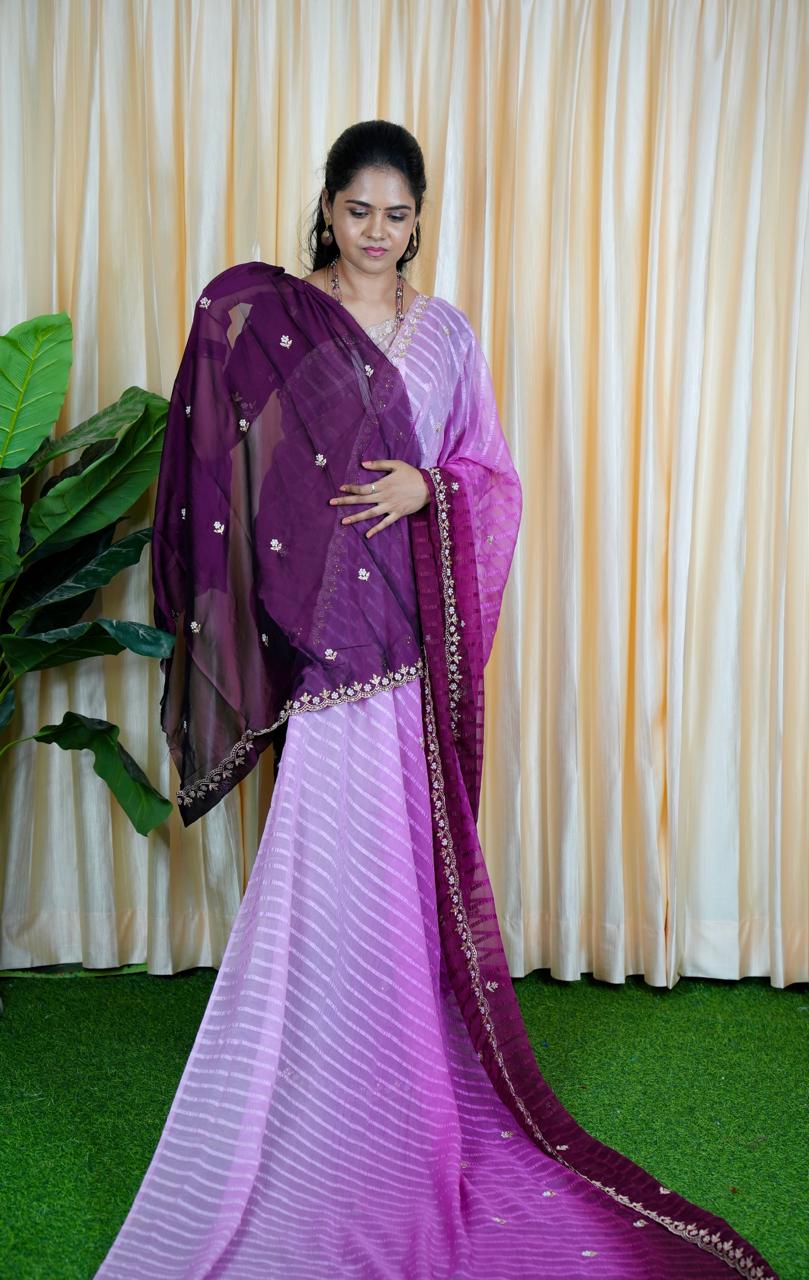 Chiffon triple shaded Designer saree 🥳