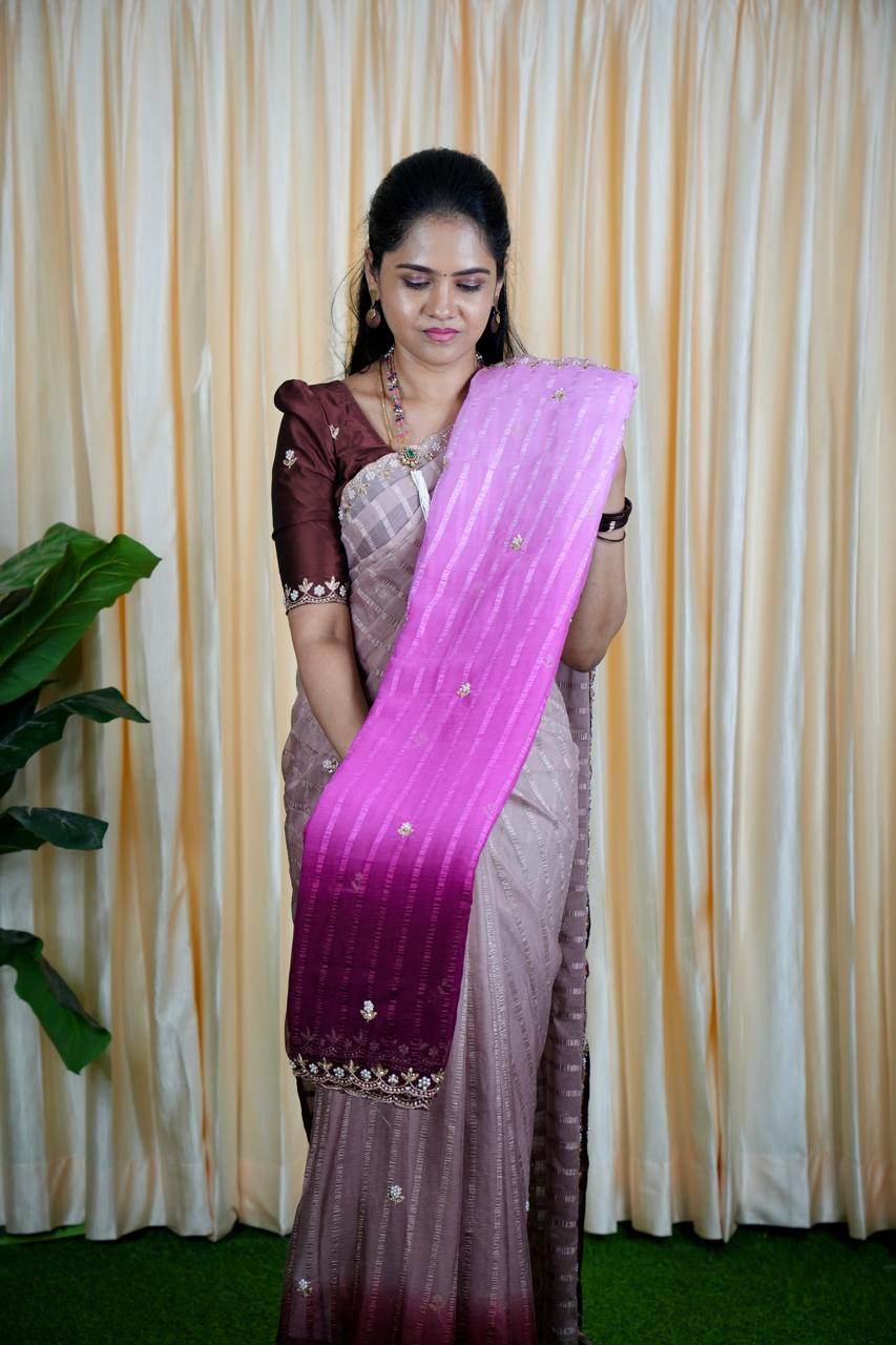 Chiffon triple shaded Designer saree 🥳
