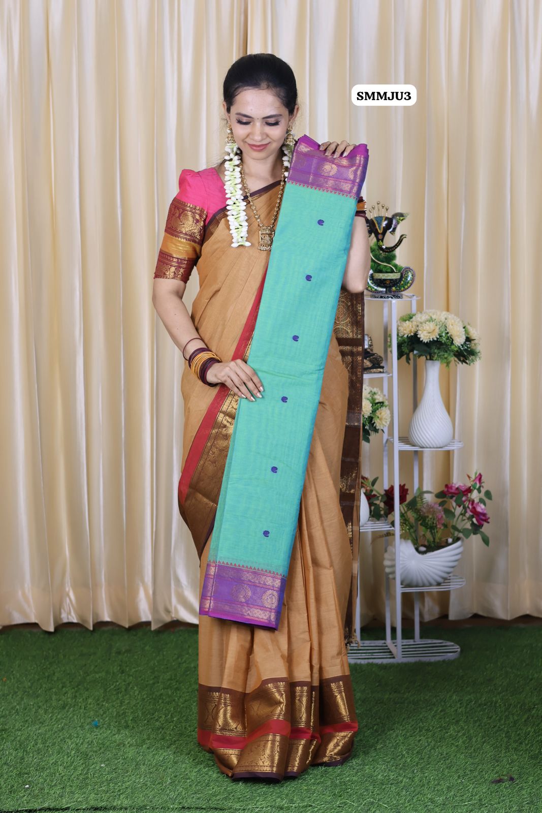 Chettinadu Kanchi cotton saree with buttas❌