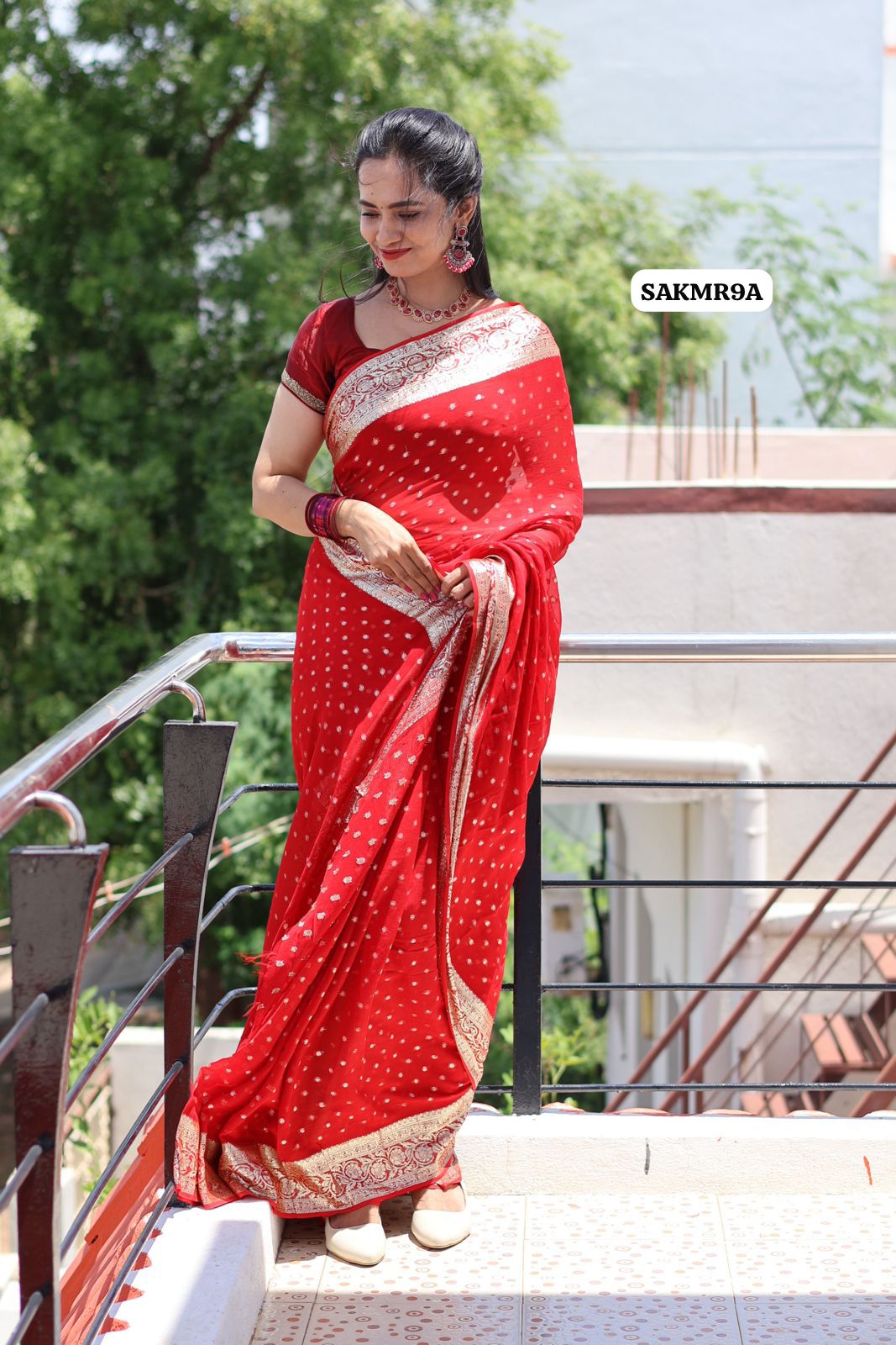 Viscose georgette saree with running blouse 🥳