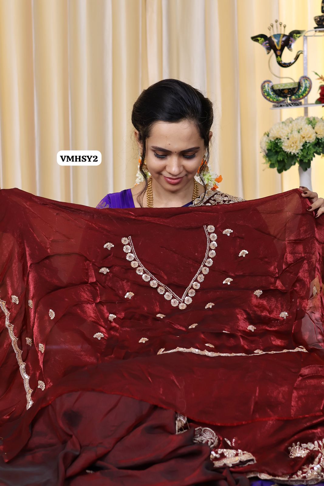 Bridal designer saree with luxury aari handwork beads🥳