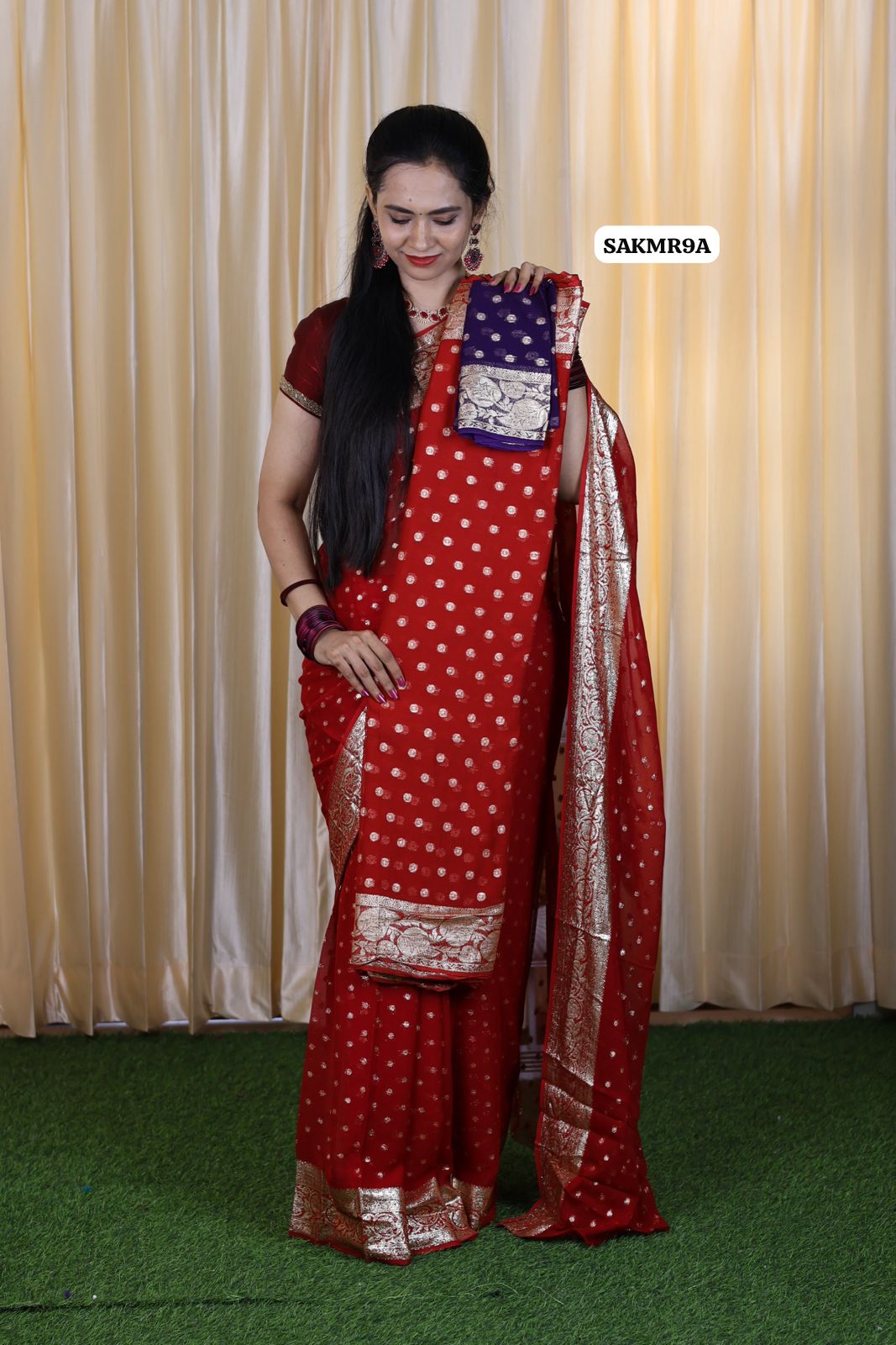 Viscose georgette saree with same blouse 🥳