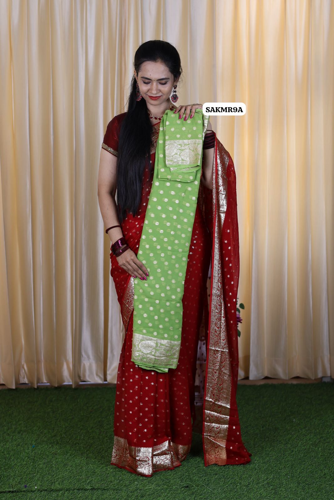 Viscose georgette saree with same blouse 🥳