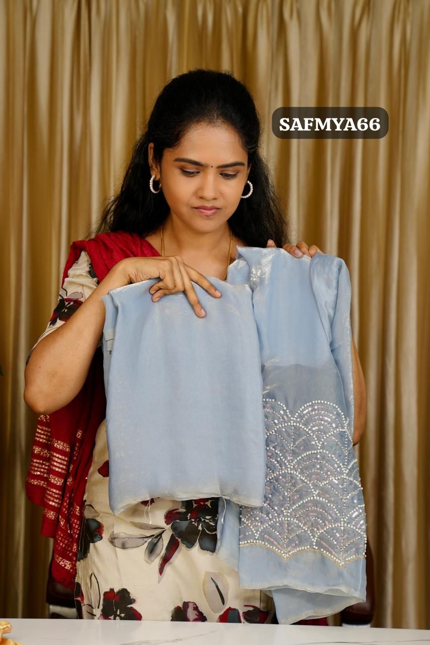 Space silk saree with workBlouse🥰😎