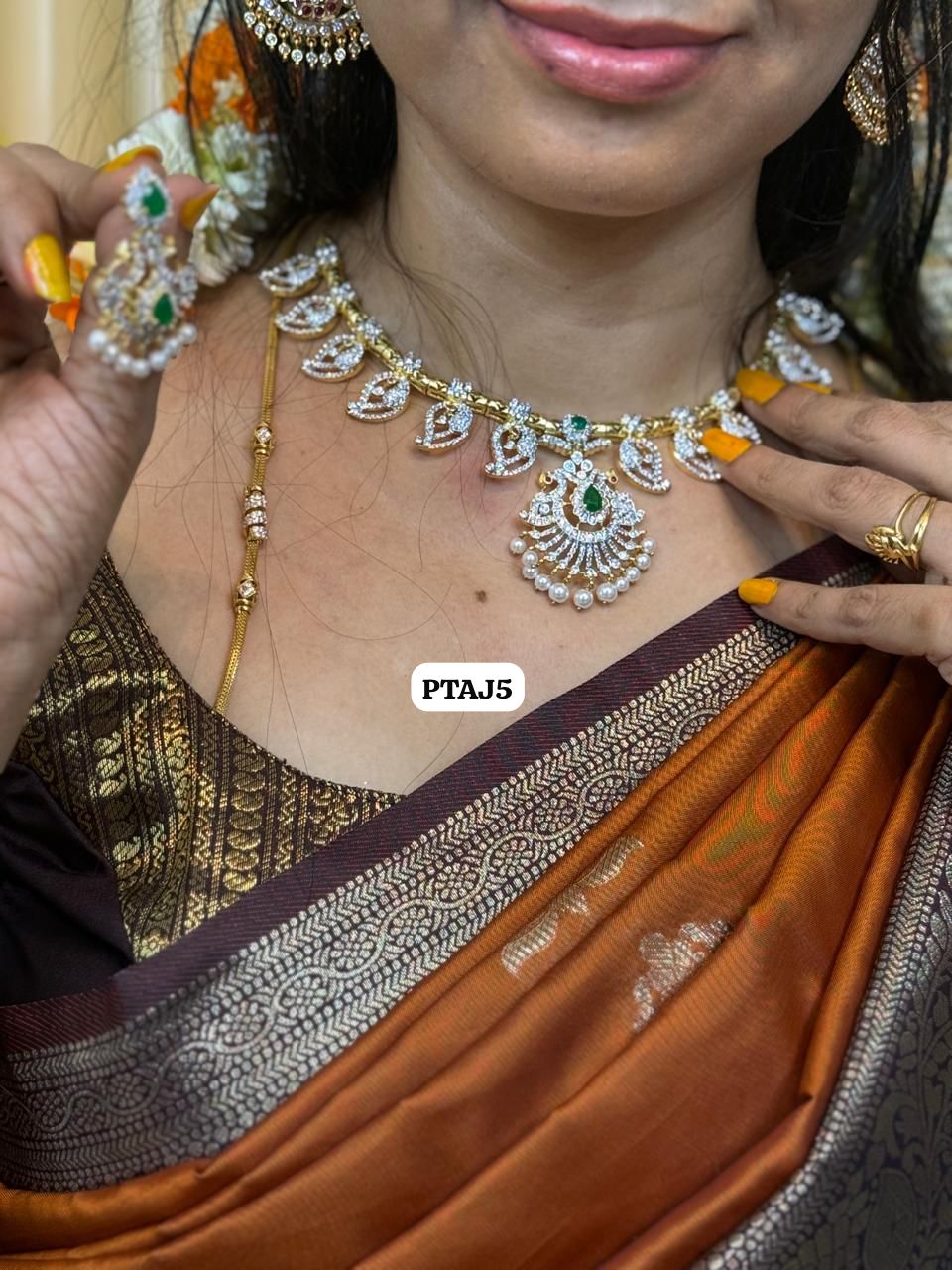 Diamond jewellery replica emerald Necklace 😍📚