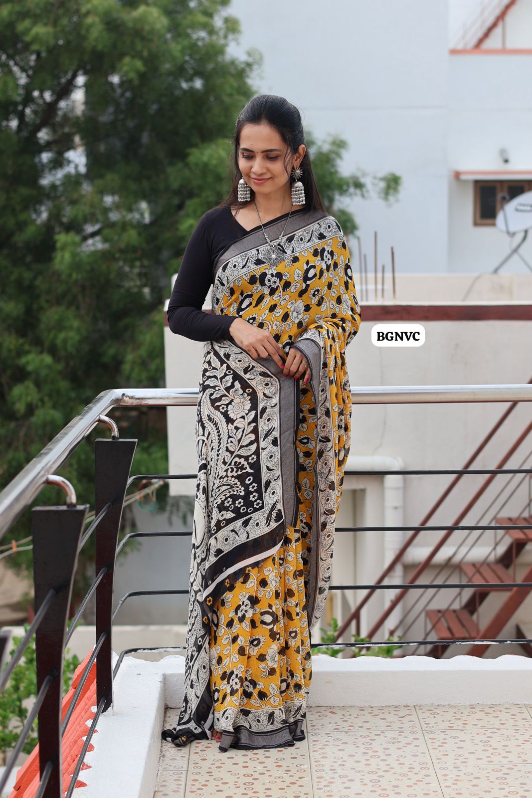Mashmallow soft chiffon sarees with trending kalamkari designsⓂ️