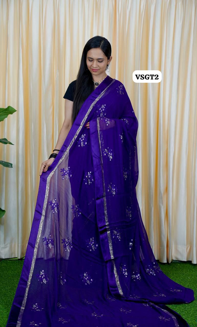 Viscose Georgette sareeš„³