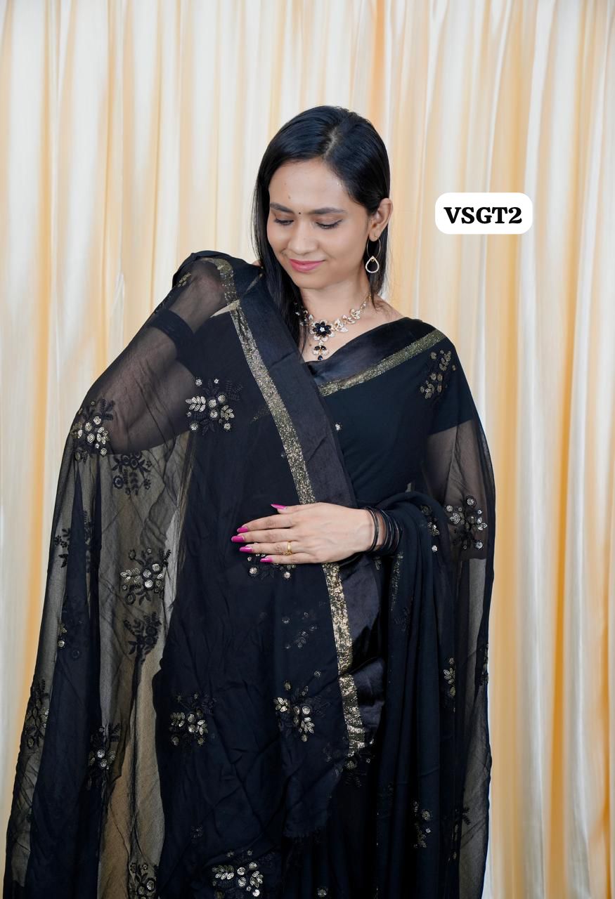 Viscose Georgette sareeš„³