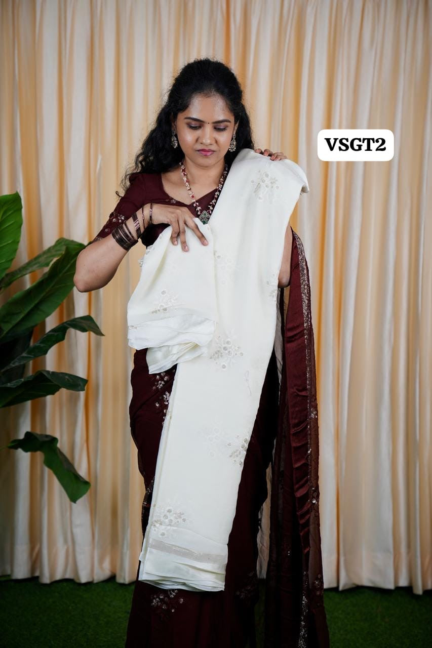Viscose Georgette sareeš„³