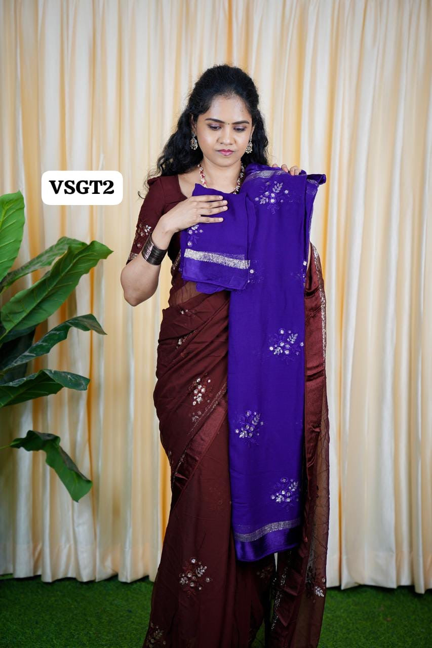 Viscose Georgette sareeš„³