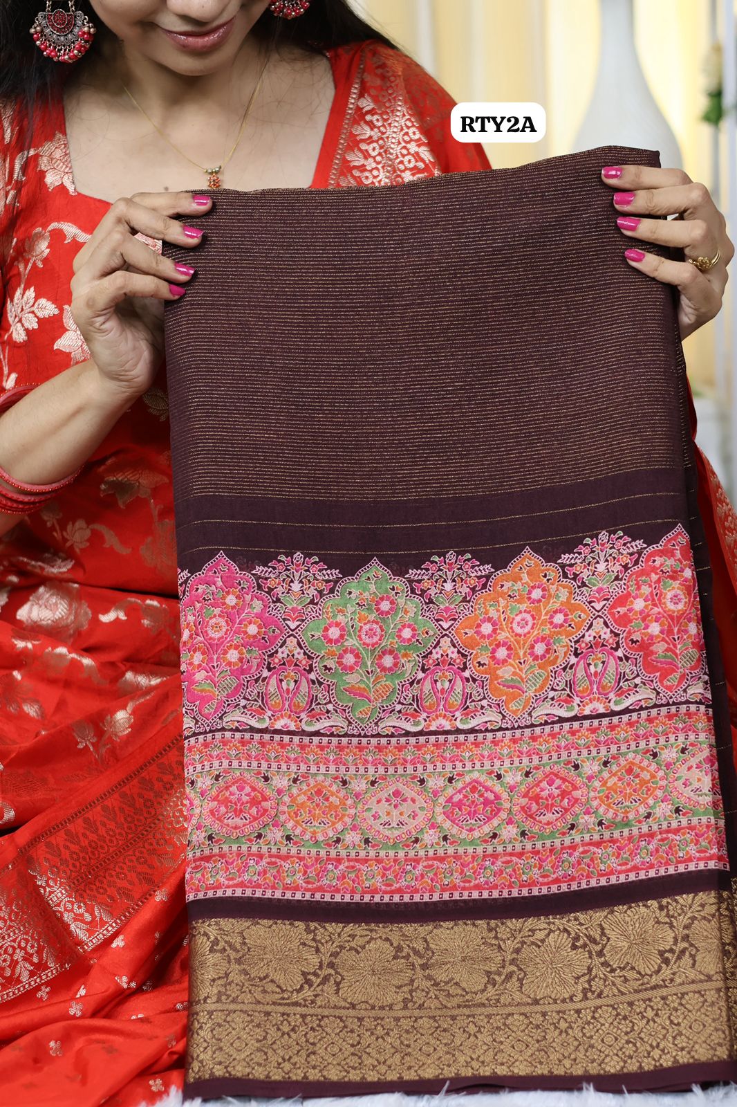 Kashmiri chiffon silk with zari border and vairaoosi zari all over the saree😍Ⓜ️