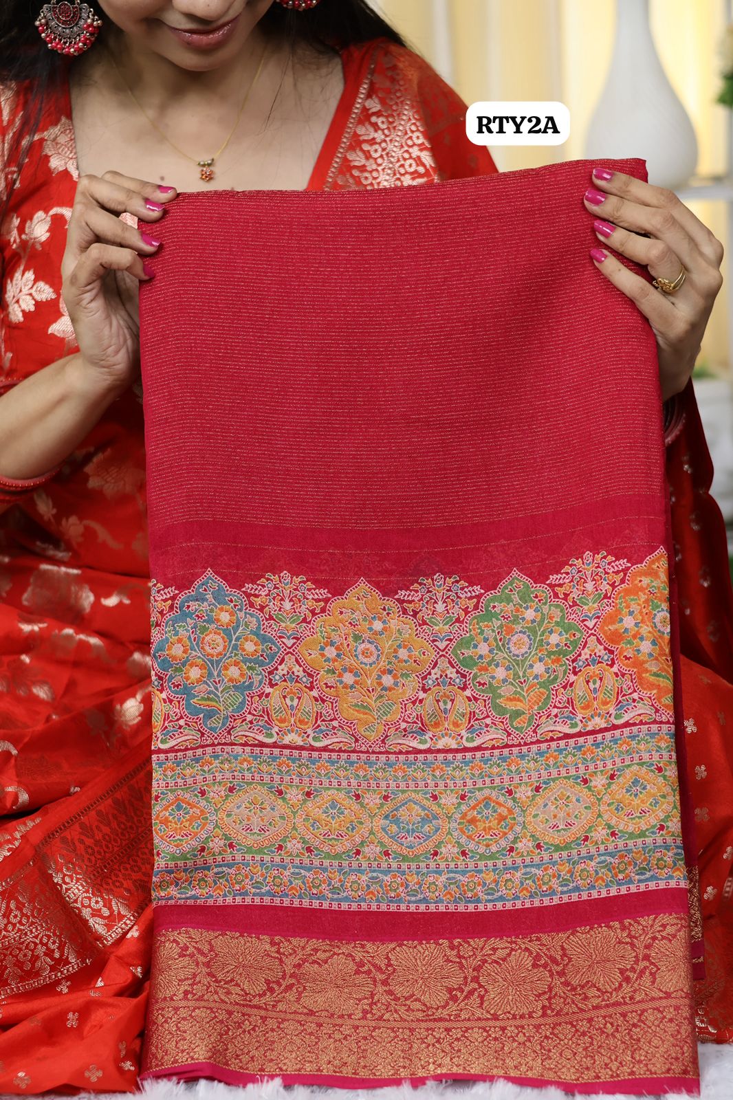 Kashmiri chiffon silk with zari border and vairaoosi zari all over the saree😍Ⓜ️