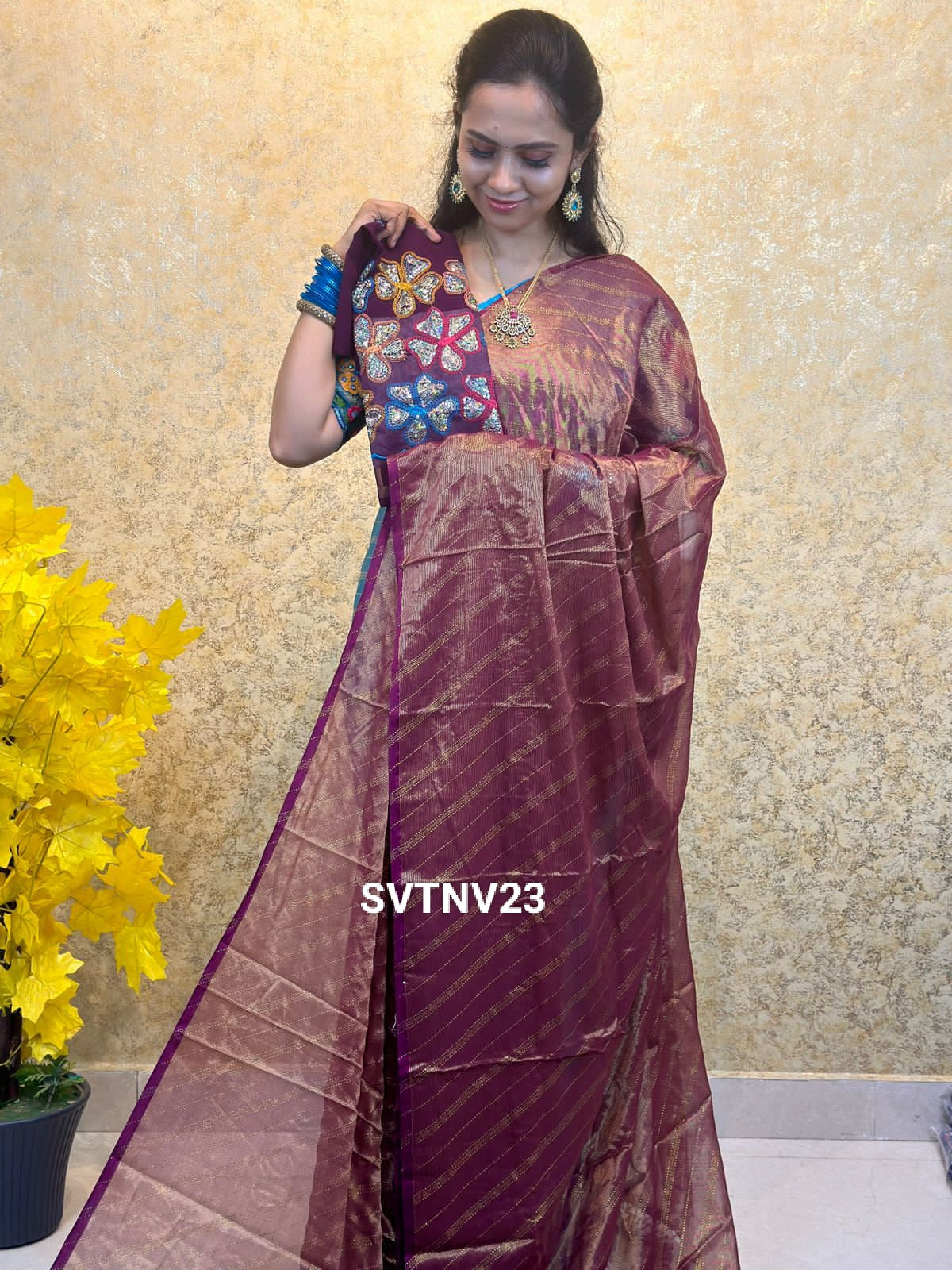 Designer saree With work blouse sold❌