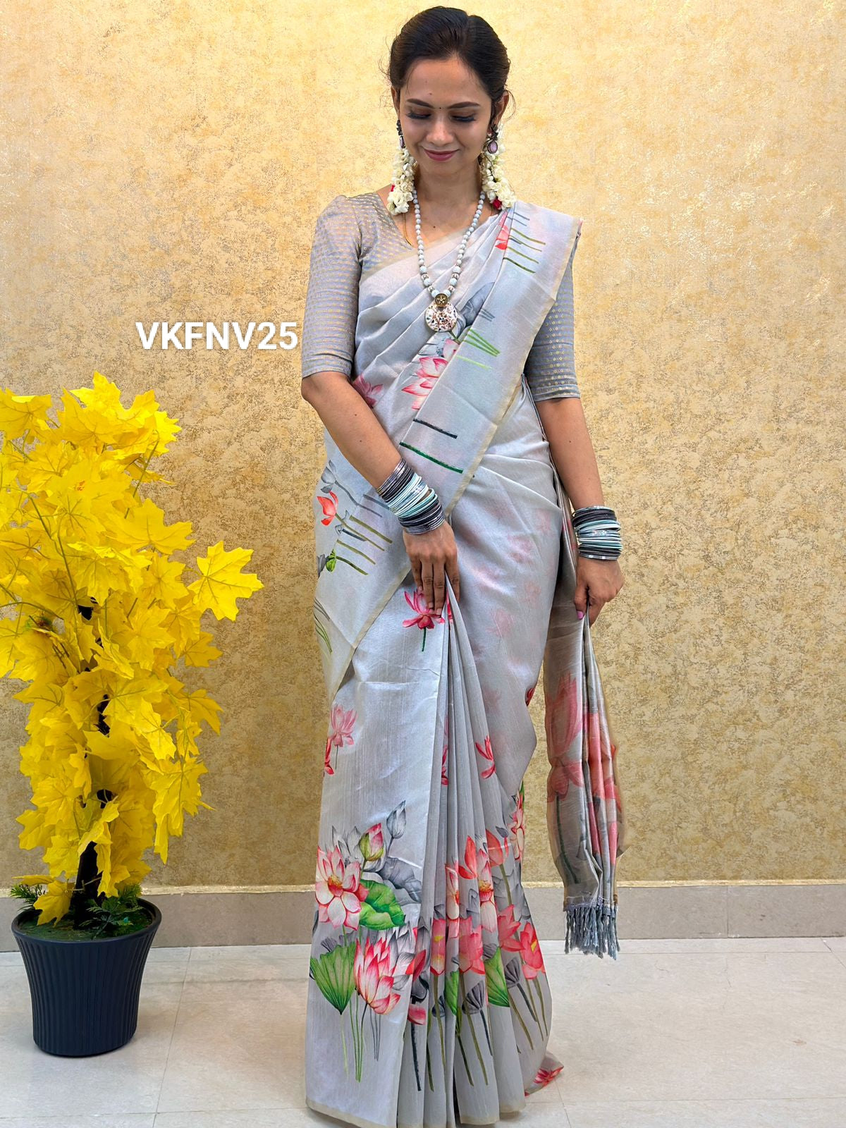 Tussar semi silk saree with trending design sold❌