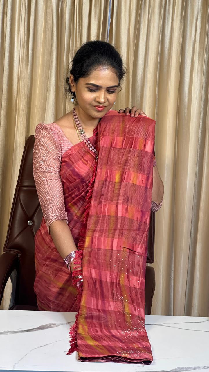 Designer saree with stone❌